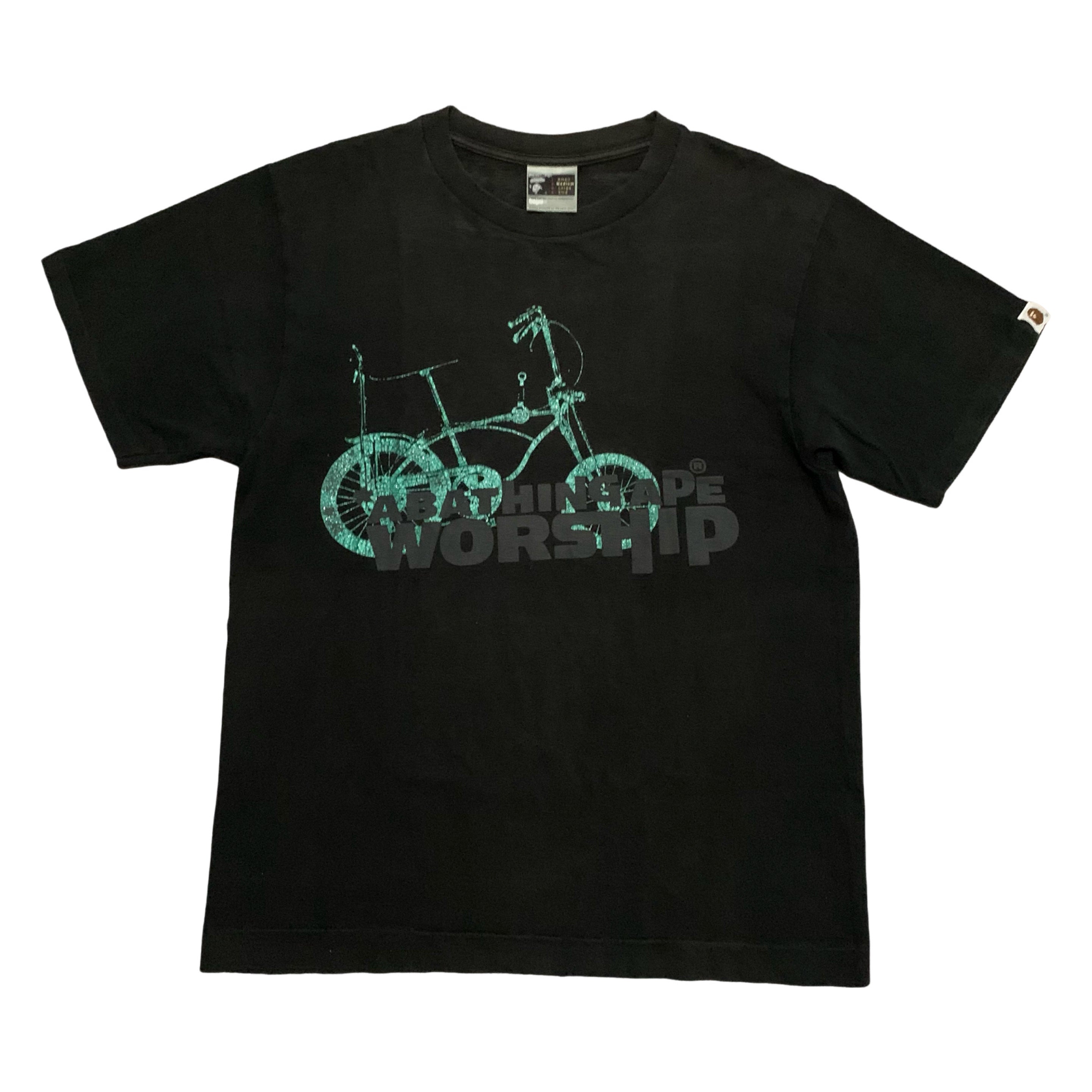 Bape Medium Bike Worship Logo Black Tee A Bathing Ape Vintage