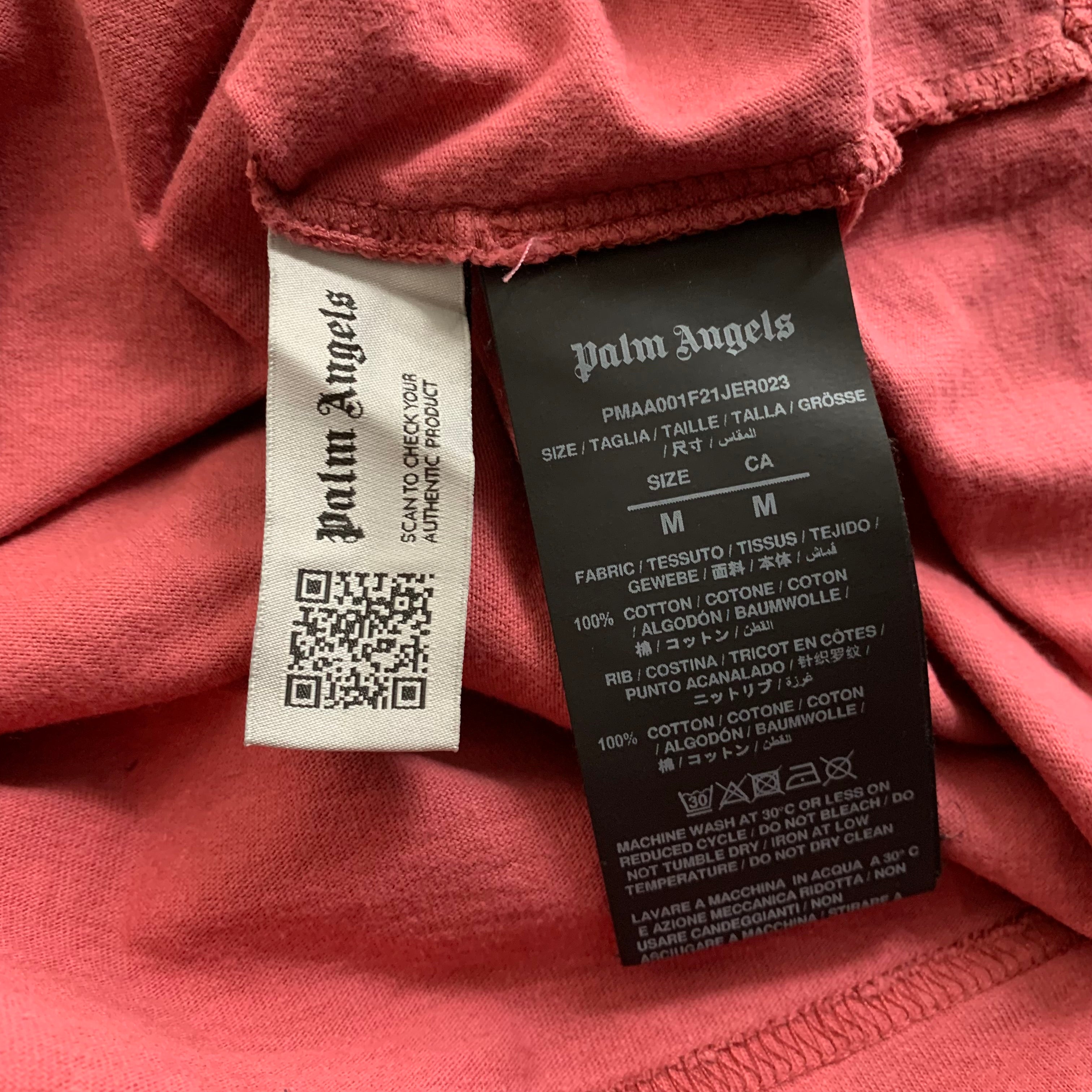 Palm Angels Medium Tee Bear Classic Burgundy Red  Rose Pink T-Shirt
