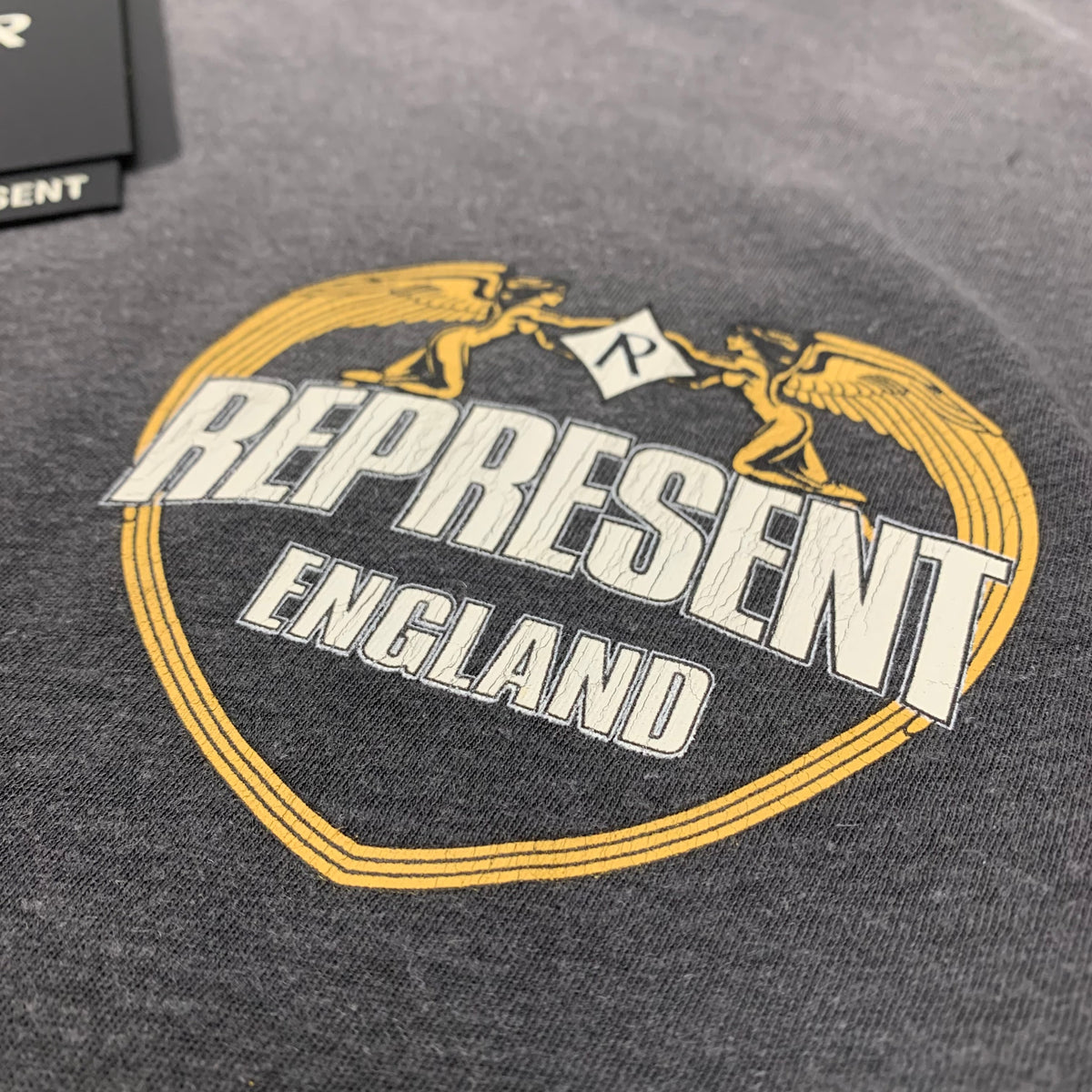 Represent XS Tee Angel Border Stained Black T-Shirt