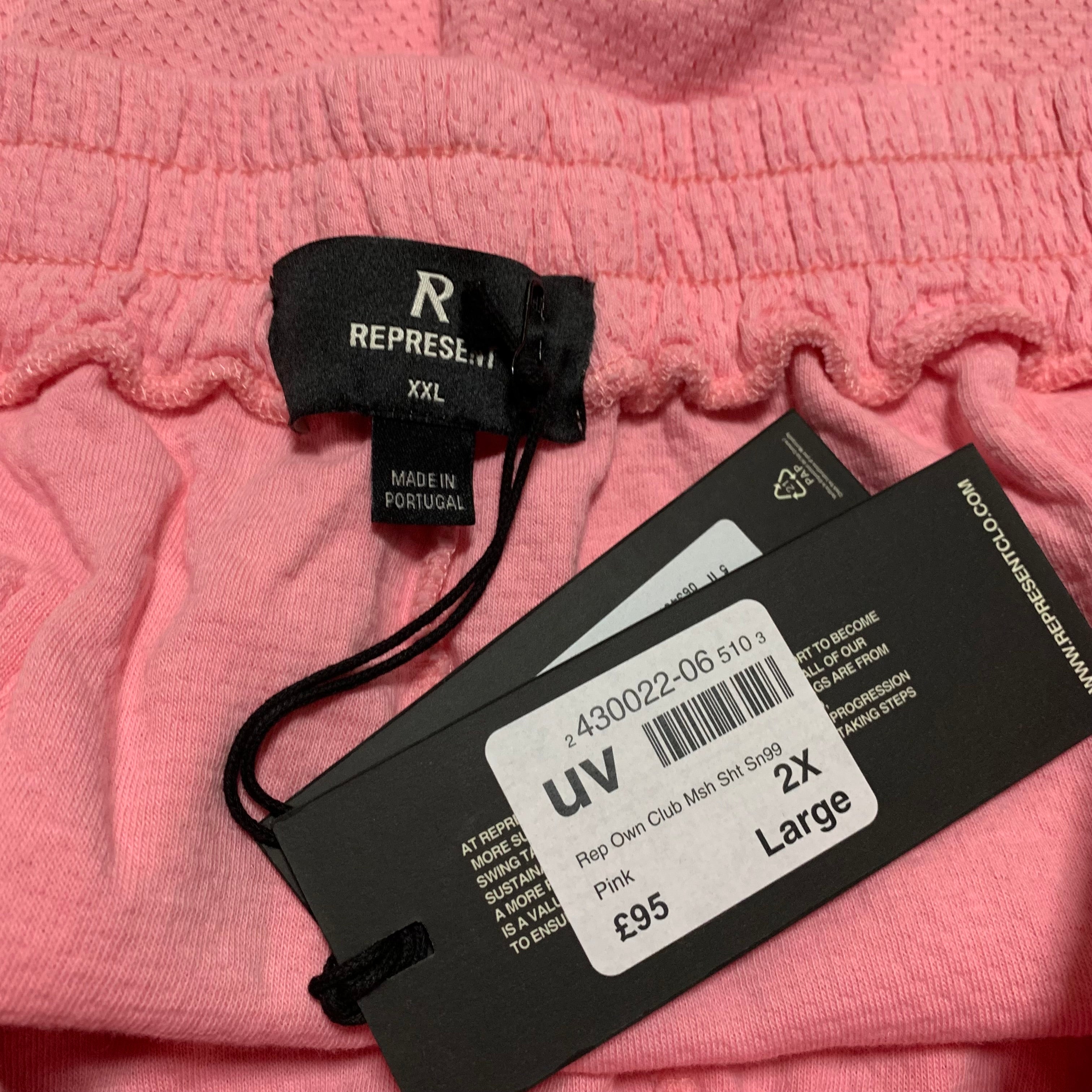 Represent XXL Shorts Owners Club Script Pink Woven Bottoms (RRP £95)