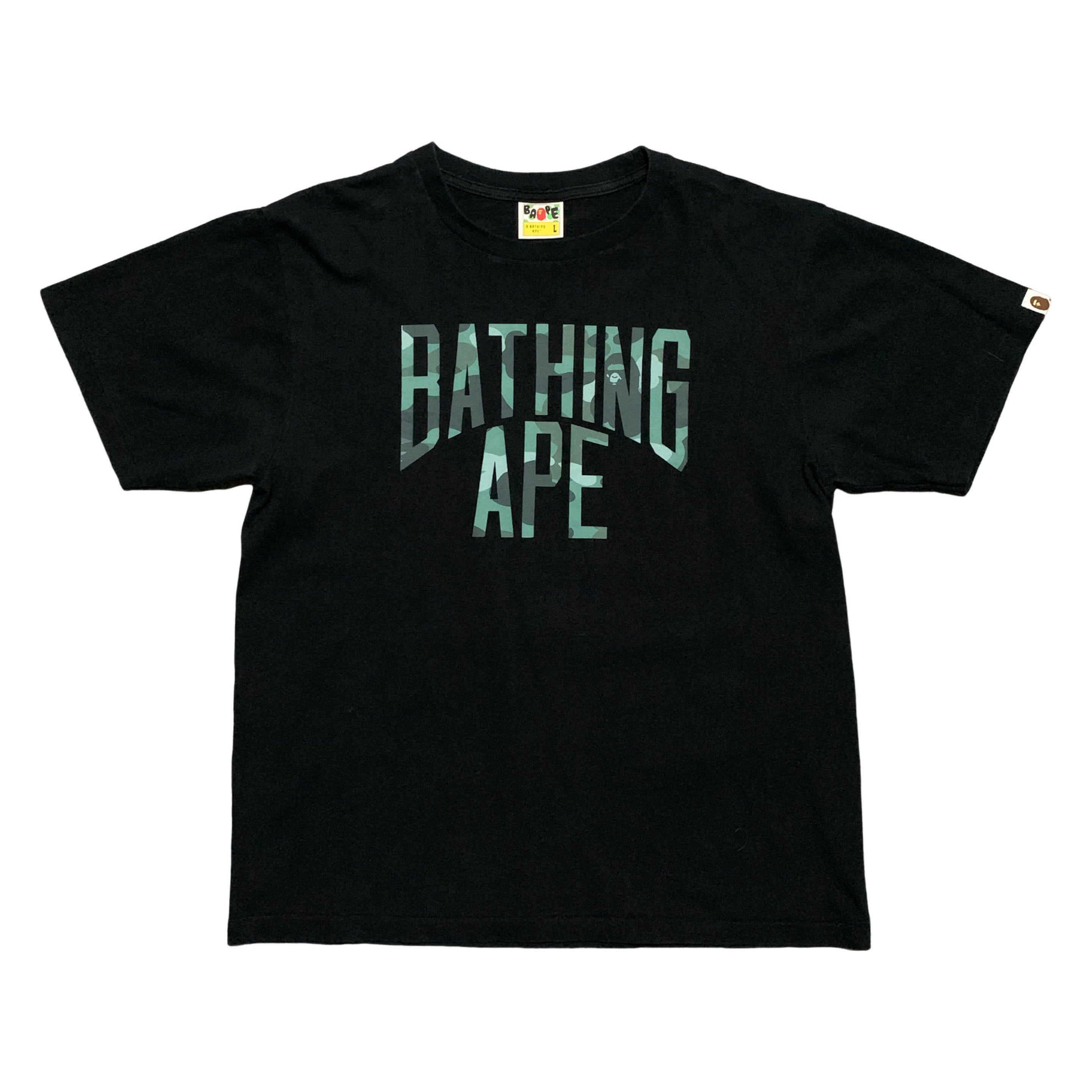 Bape Large Bathing Ape Blue Camo Black Tee