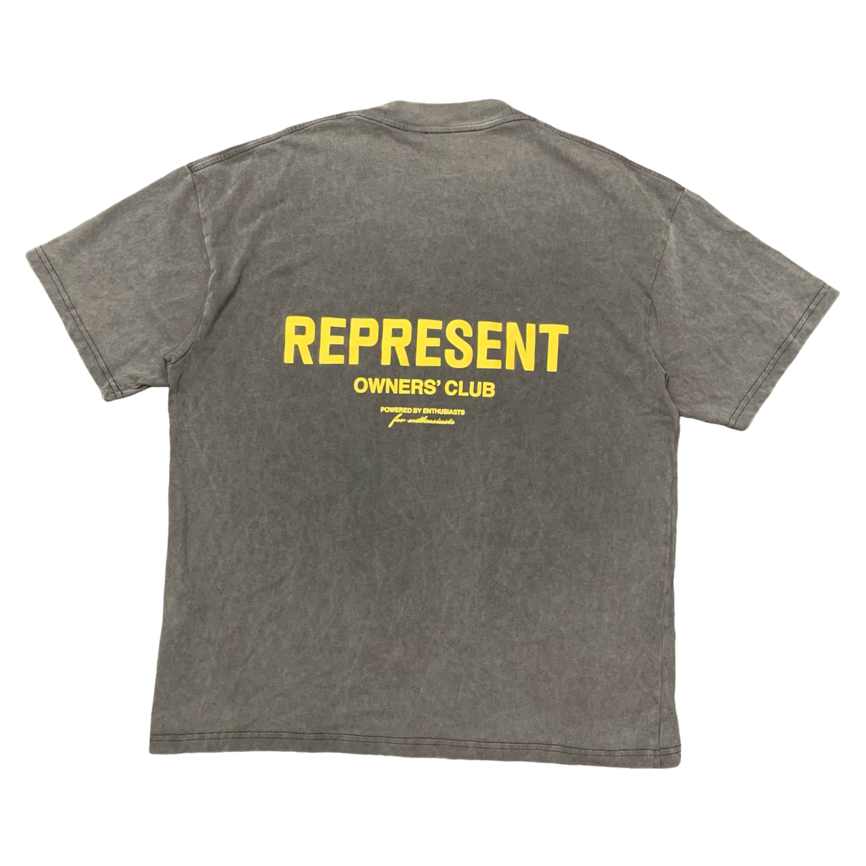 Represent Medium Tee Owners Club Yellow Font Vintage Grey T-Shirt