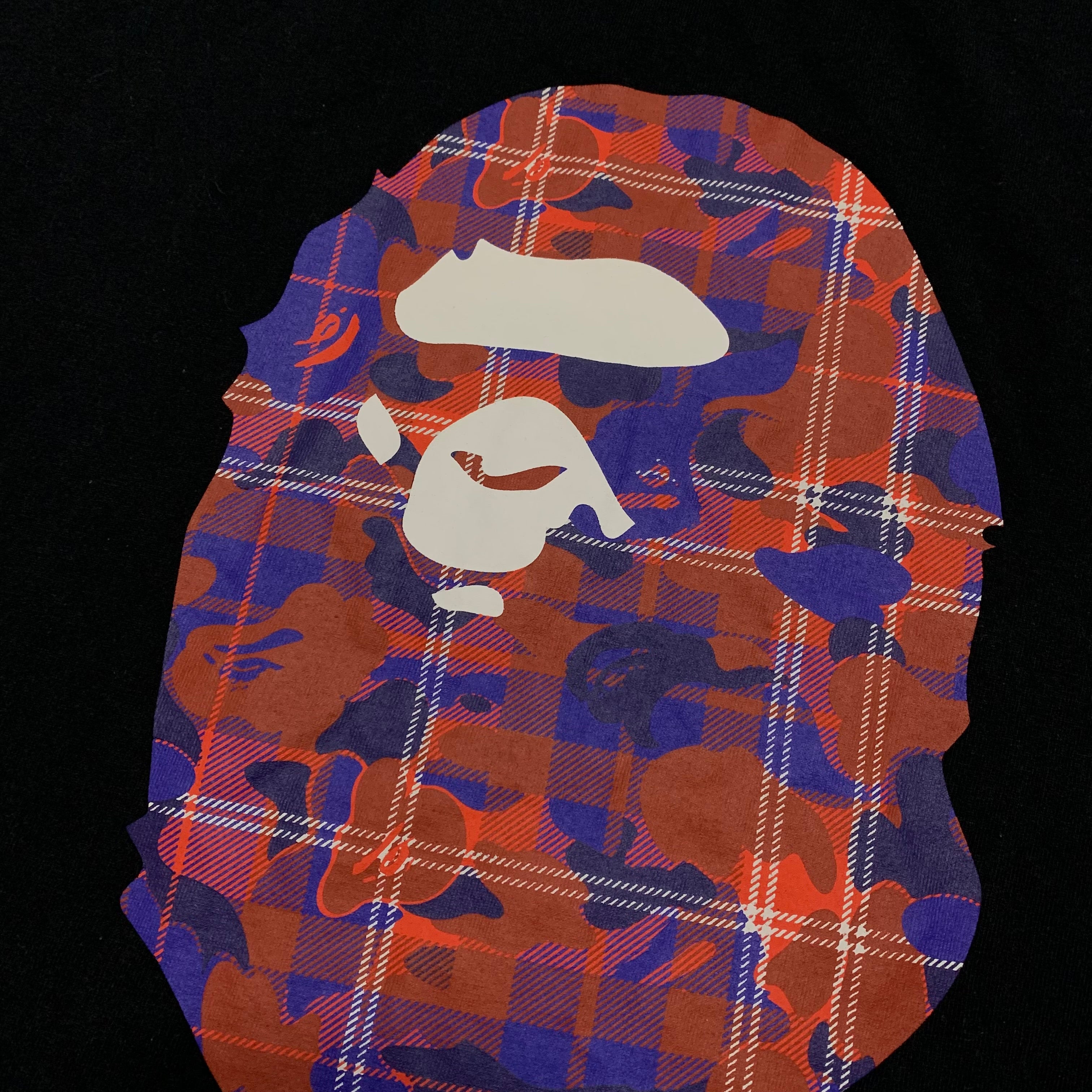 Bape XL Check By Bathing Ape Head Black Tee