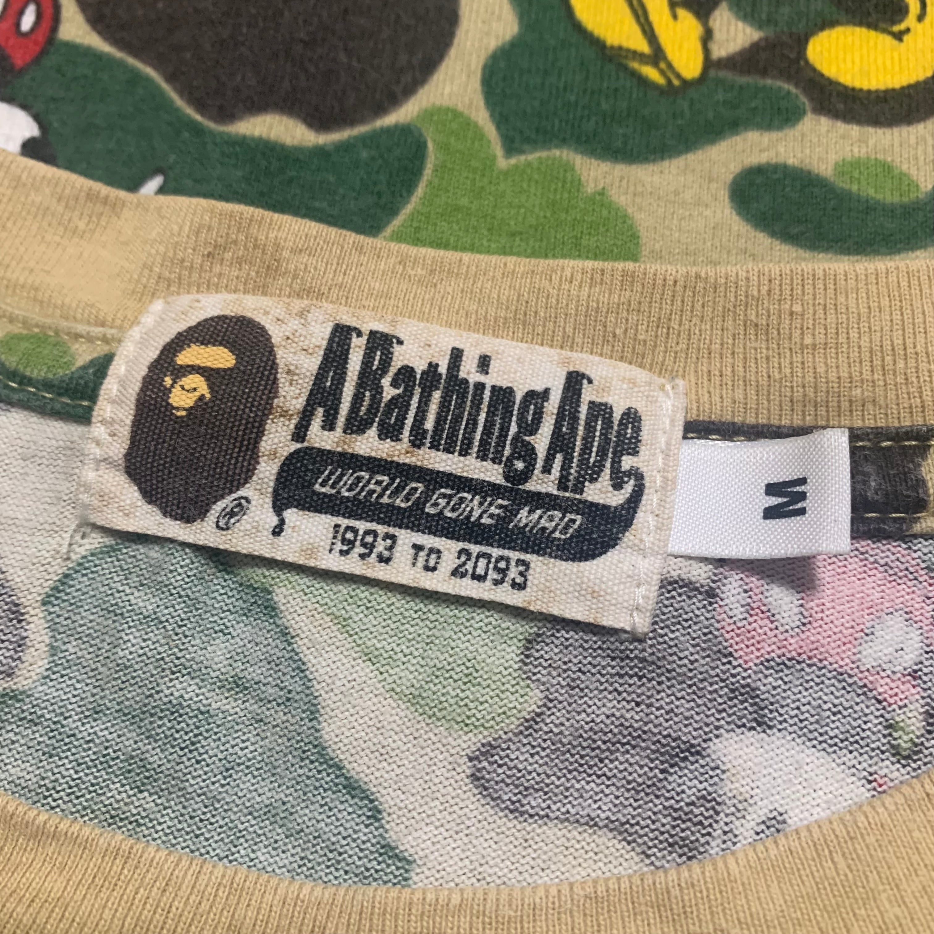 Bape Medium Mickey Mouse Green ABC Camo Tee Vintage