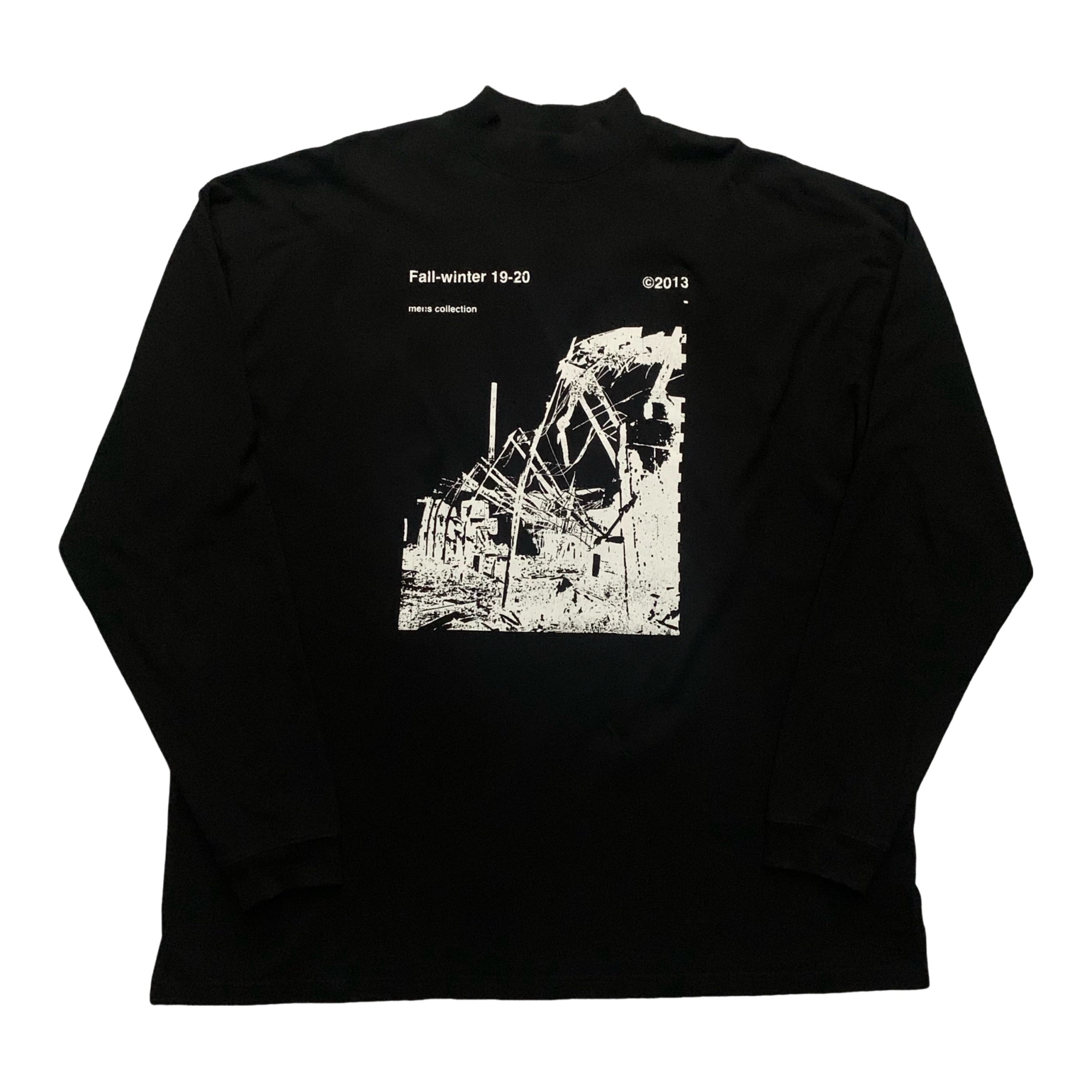 Off White Medium Ruined Factory Black Long Sleeve Tee Virgil Abloh Oversized (OMAB032F19185013)