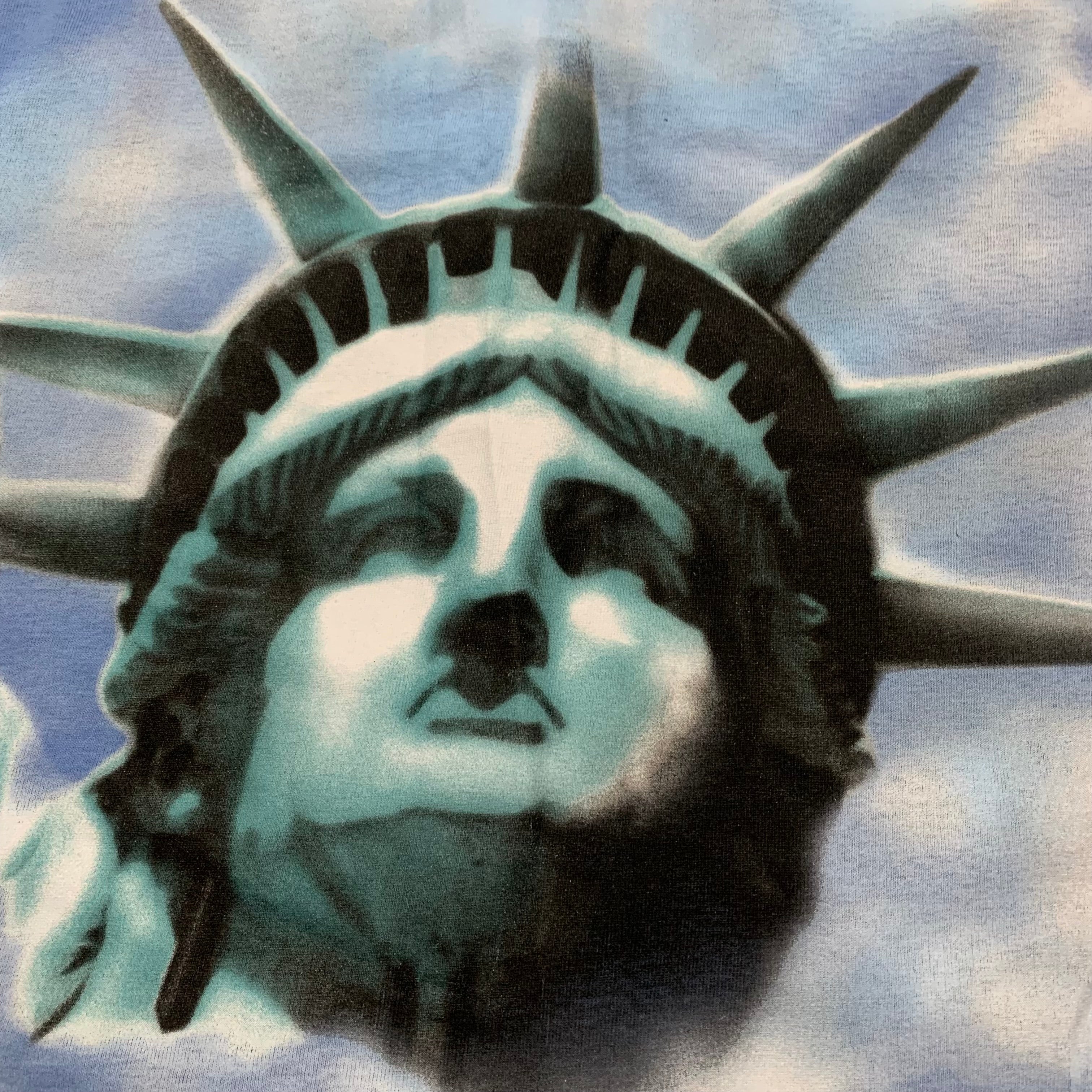 Off White XS Statue of Liberty Blue Tee Virgil Abloh