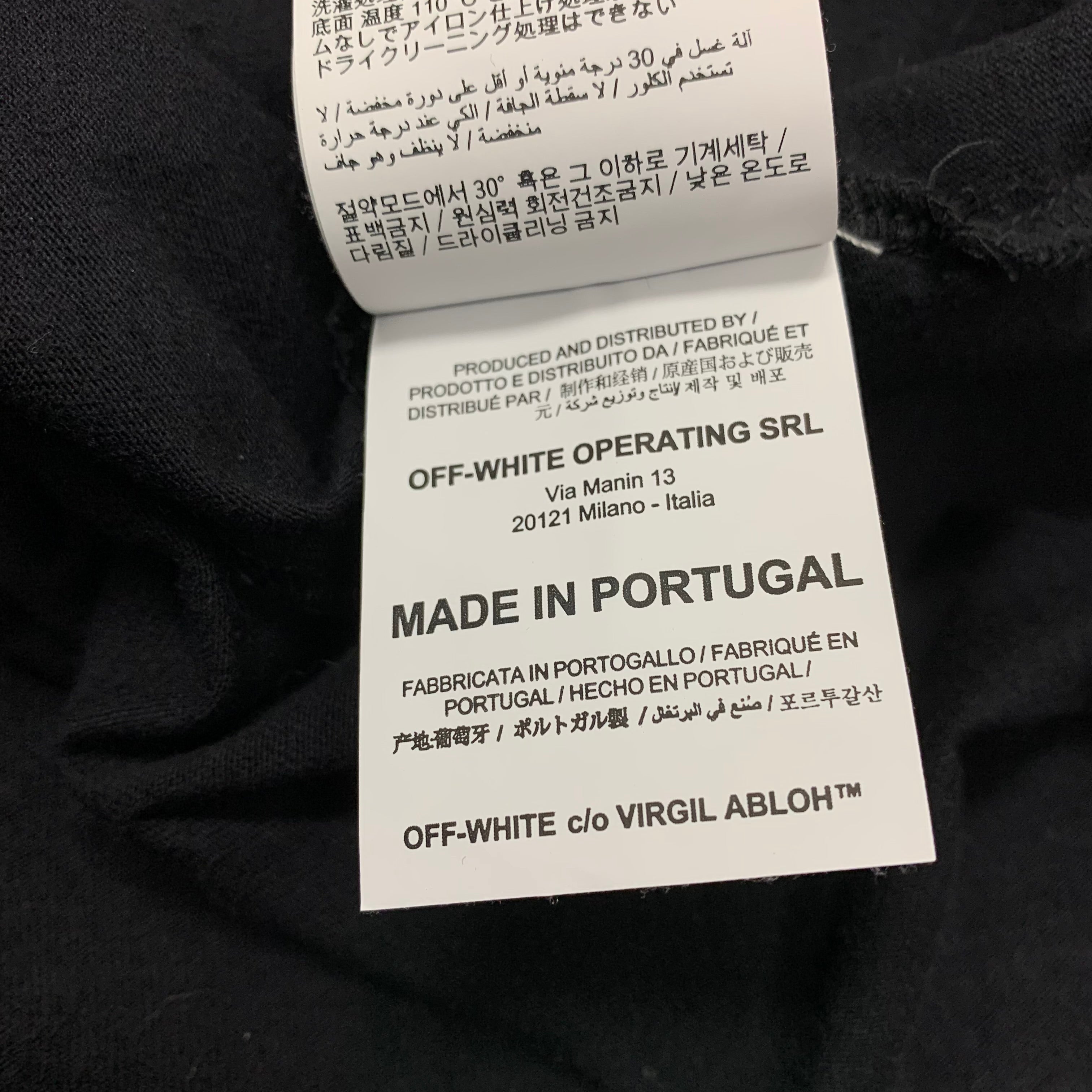Off White Medium Tee Tape Arrows Black T-Shirt Virgil Abloh