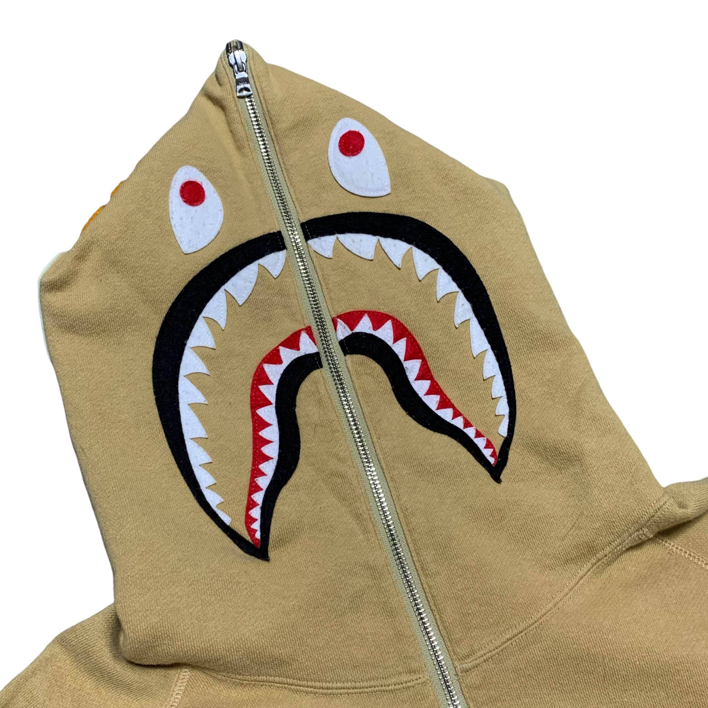 Bape XL Shark Mustard Beige Half Zip Hoodie A Bathing Ape