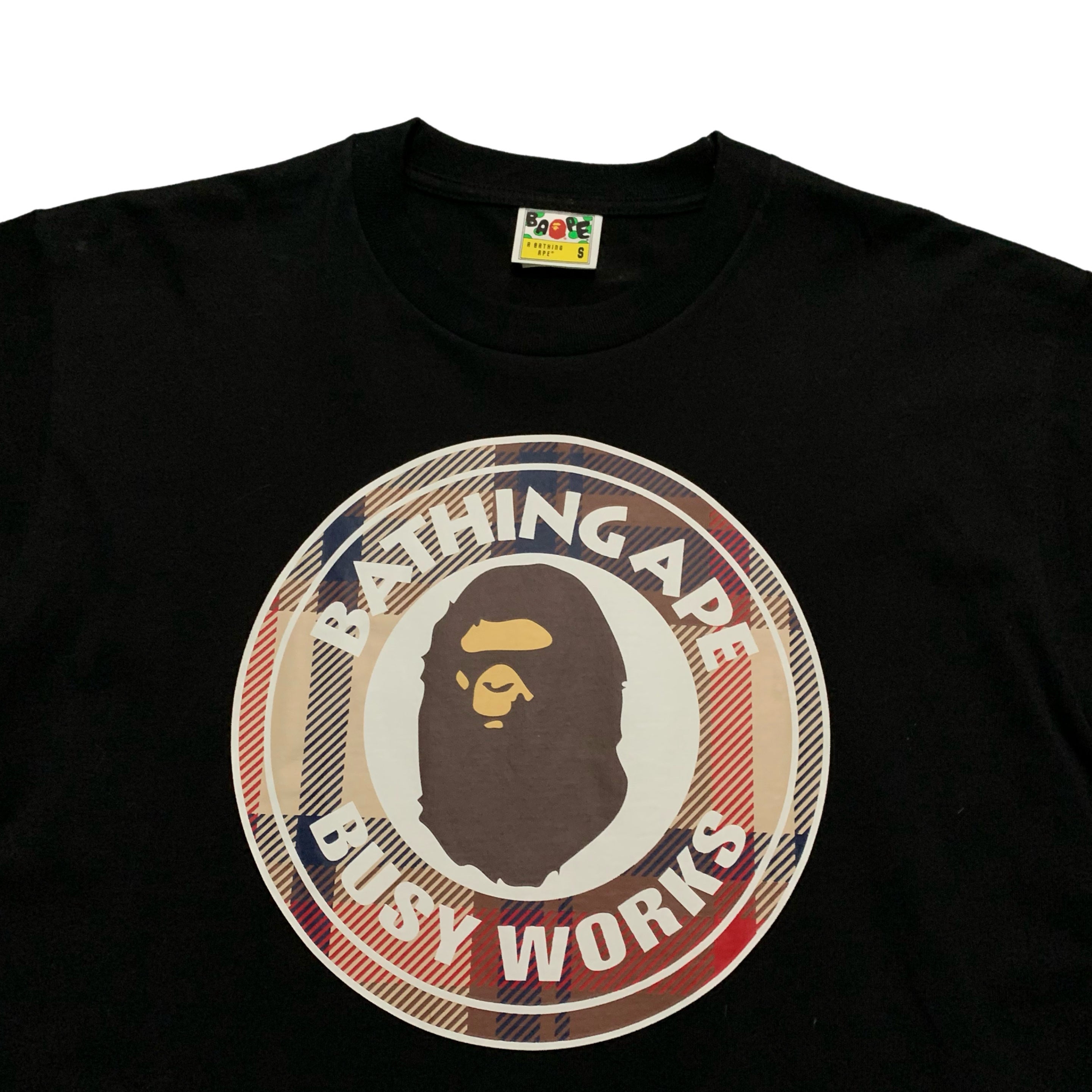 Bape Small Busy Works Check Tartan Black Tee Relaxed Fit