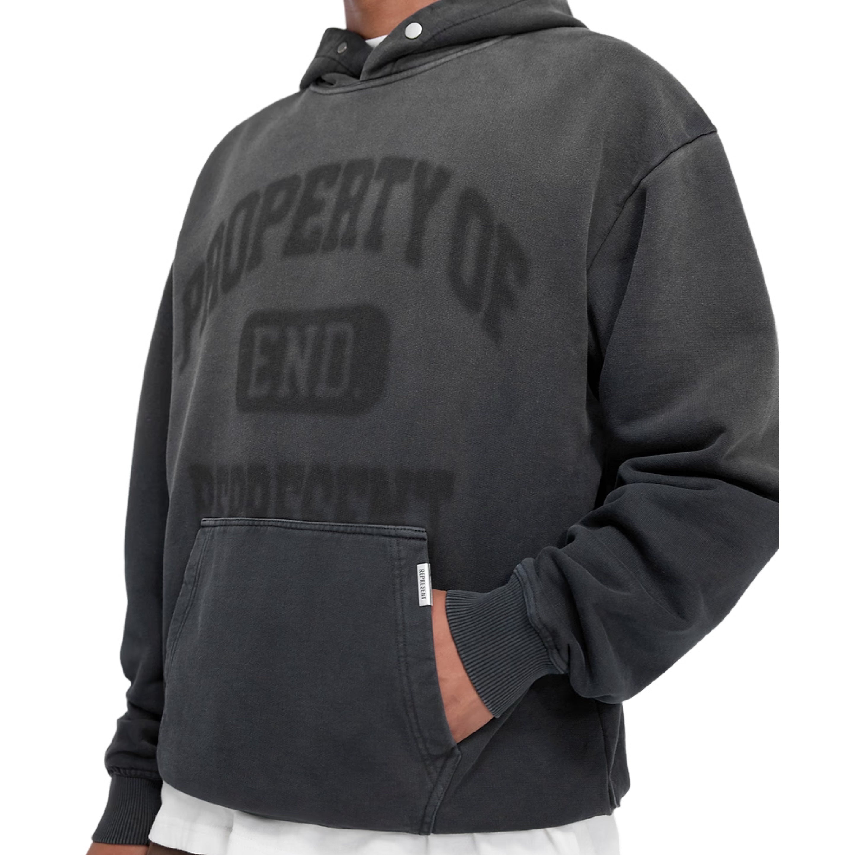 Represent Small Property Of End Stained Black Hoodie (RRP £180)