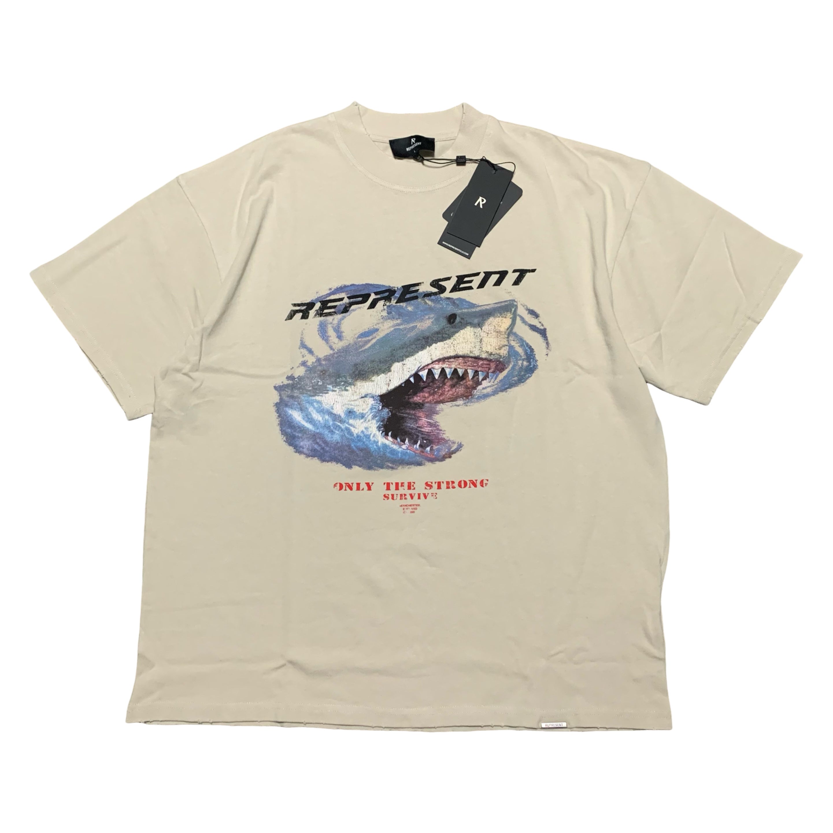 Represent Large Only The Strong Survive Vintage White Tee Shark