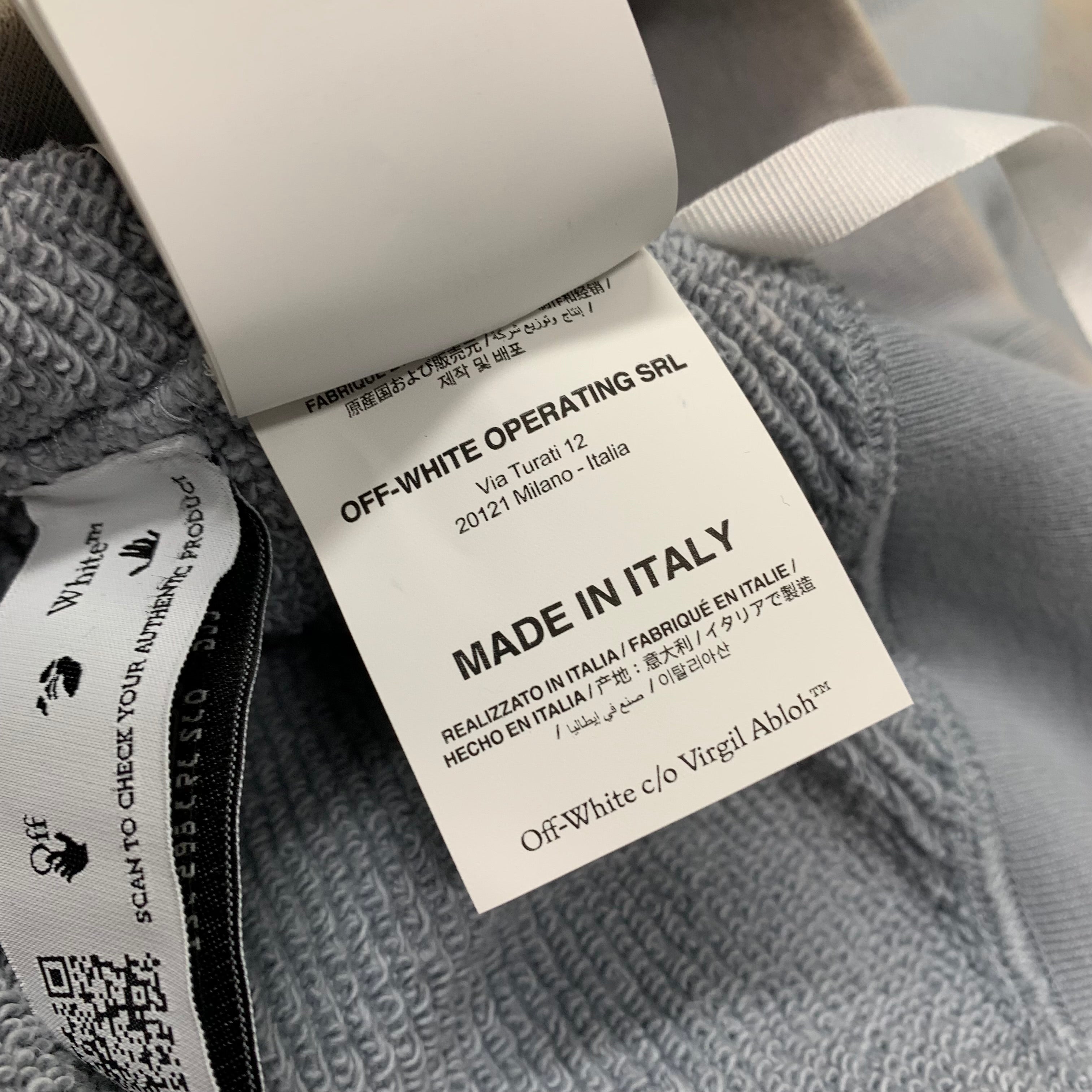 Off White XS Sweatshirt Tie Dye Light Blue Beige Crewneck Virgil Abloh Unisex