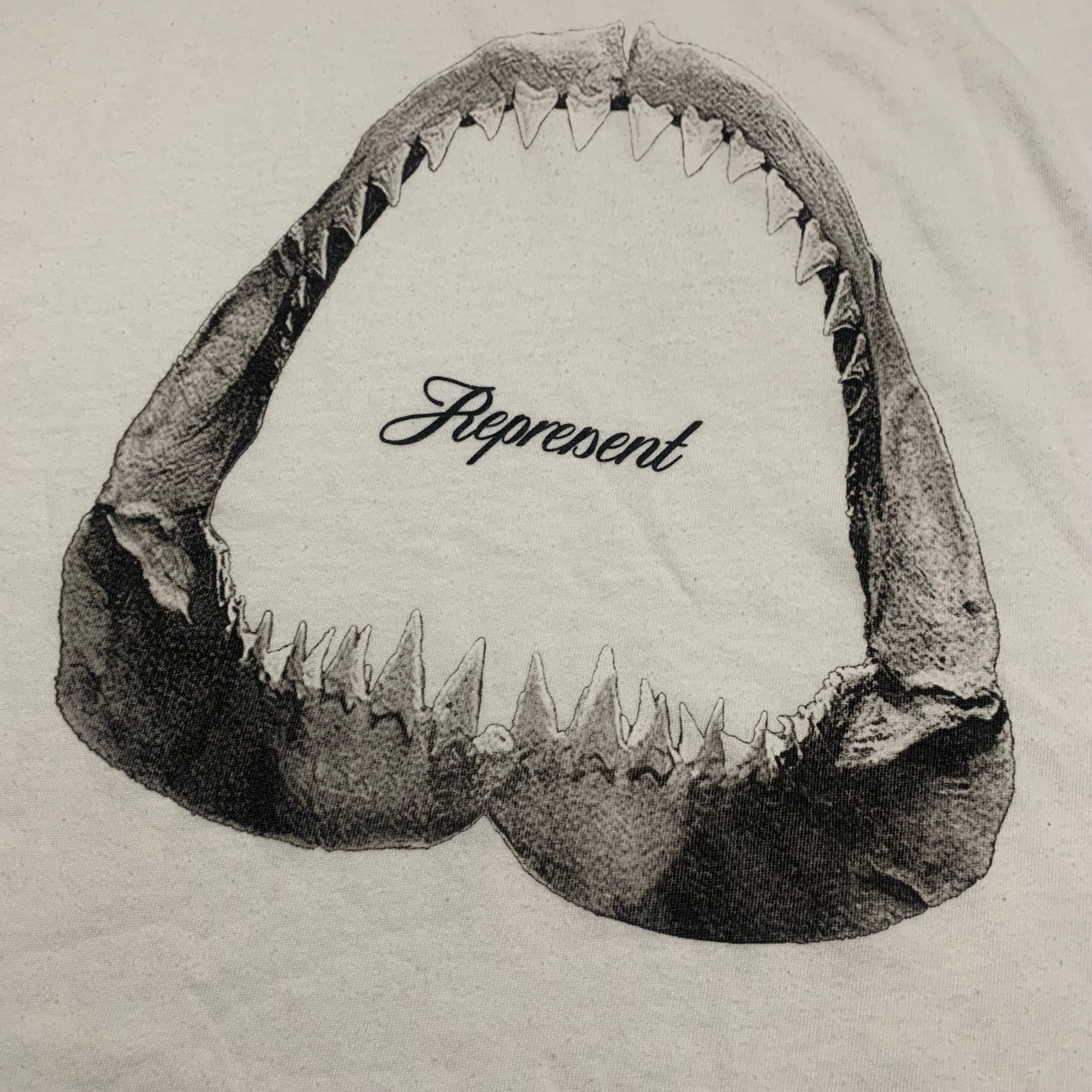 Represent Small Jaws Shark Flat White Tee