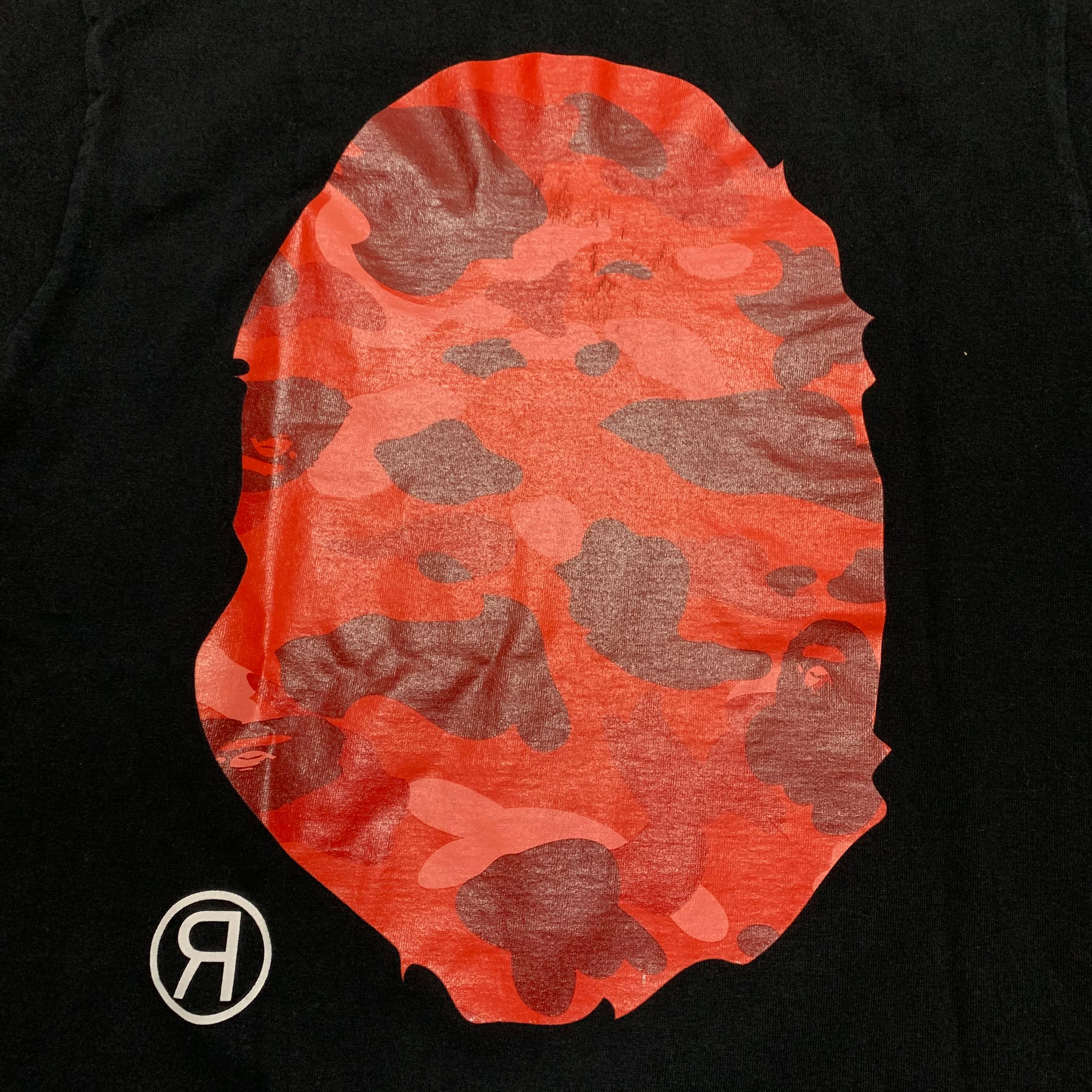 Bape Medium Big Ape Head Red Camo Black Tee A Bathing Ape Vintage