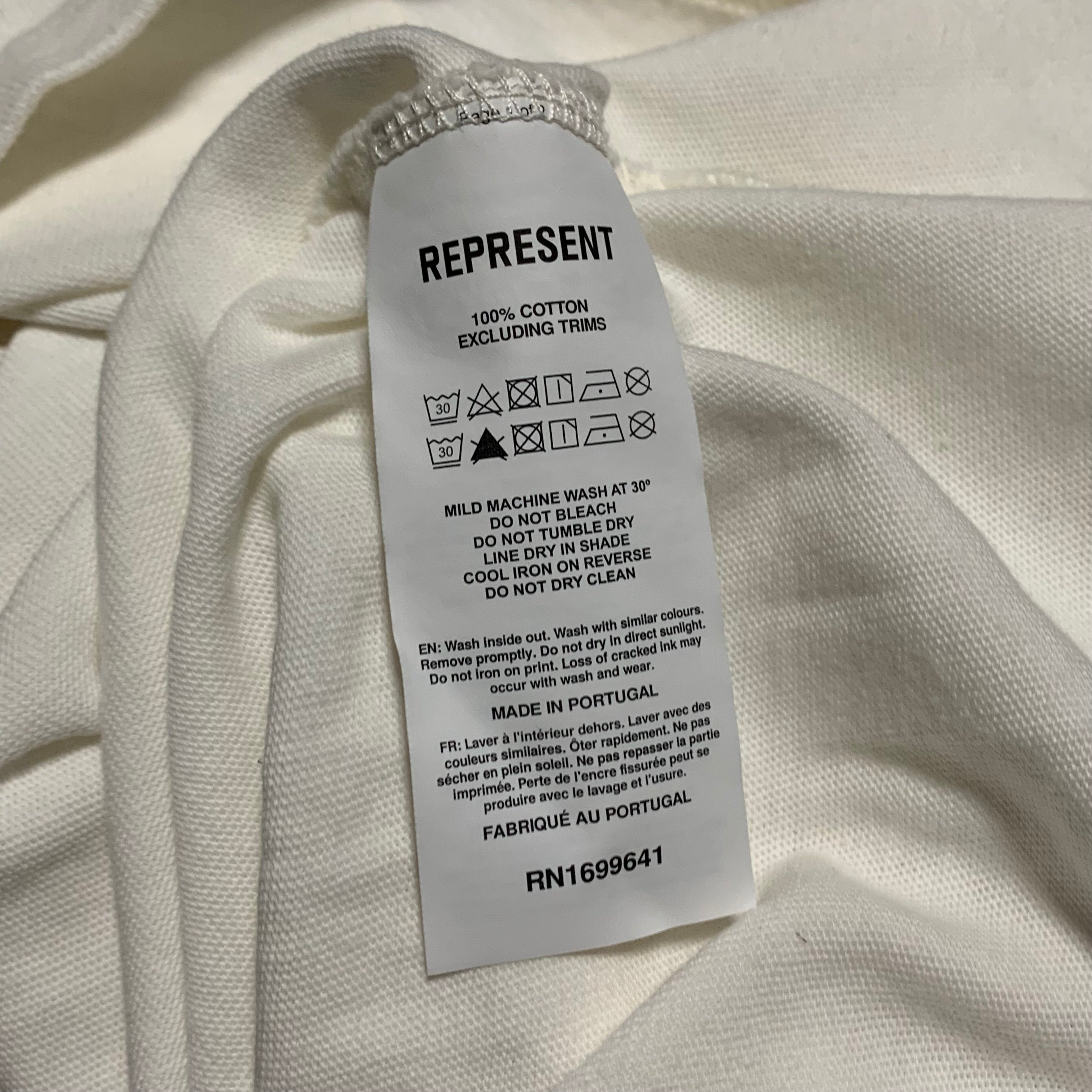 Represent Medium Classic Parts Flat White Pocket Tee