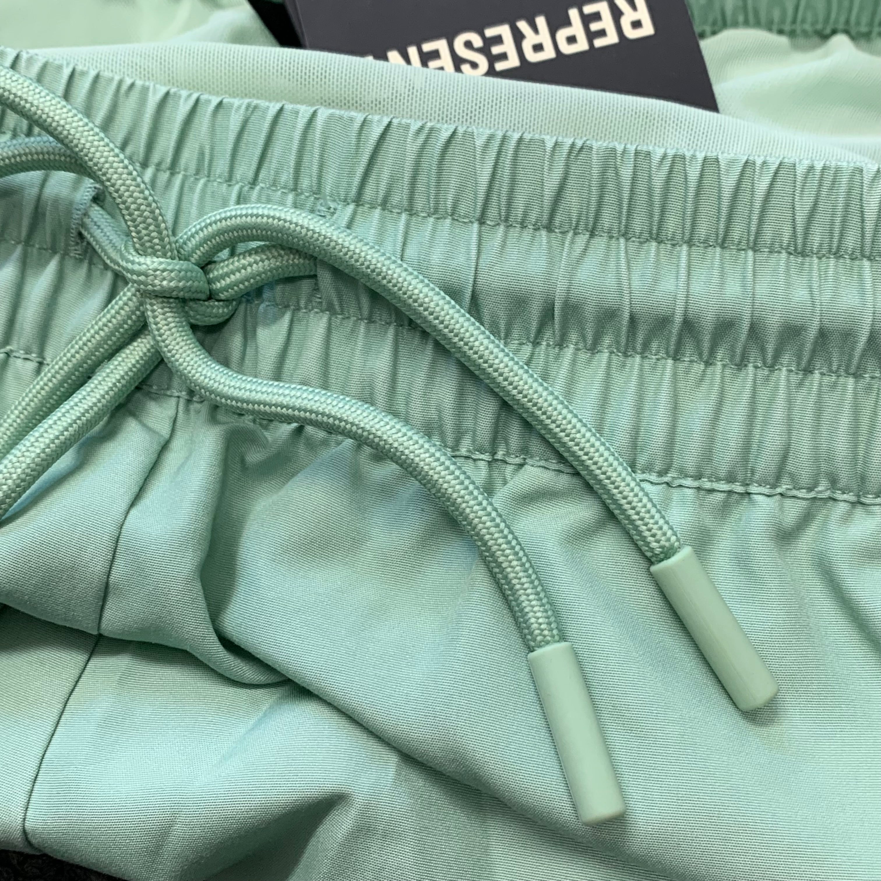 Represent Large Swim Shorts Metal Initial Washed Sage Mint Green