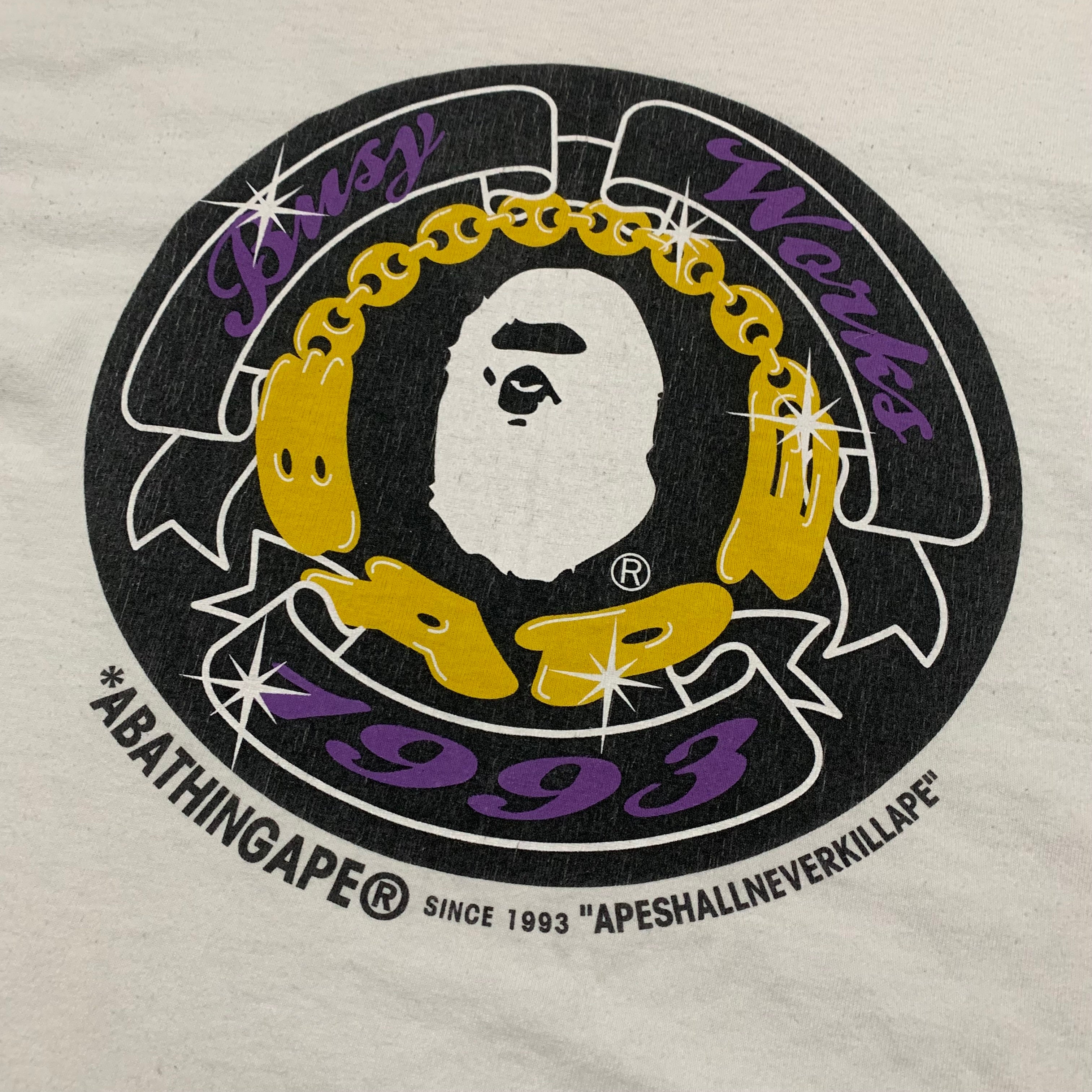 Bape Medium Busy Works Graphic White Tee A Bathing Ape 2009