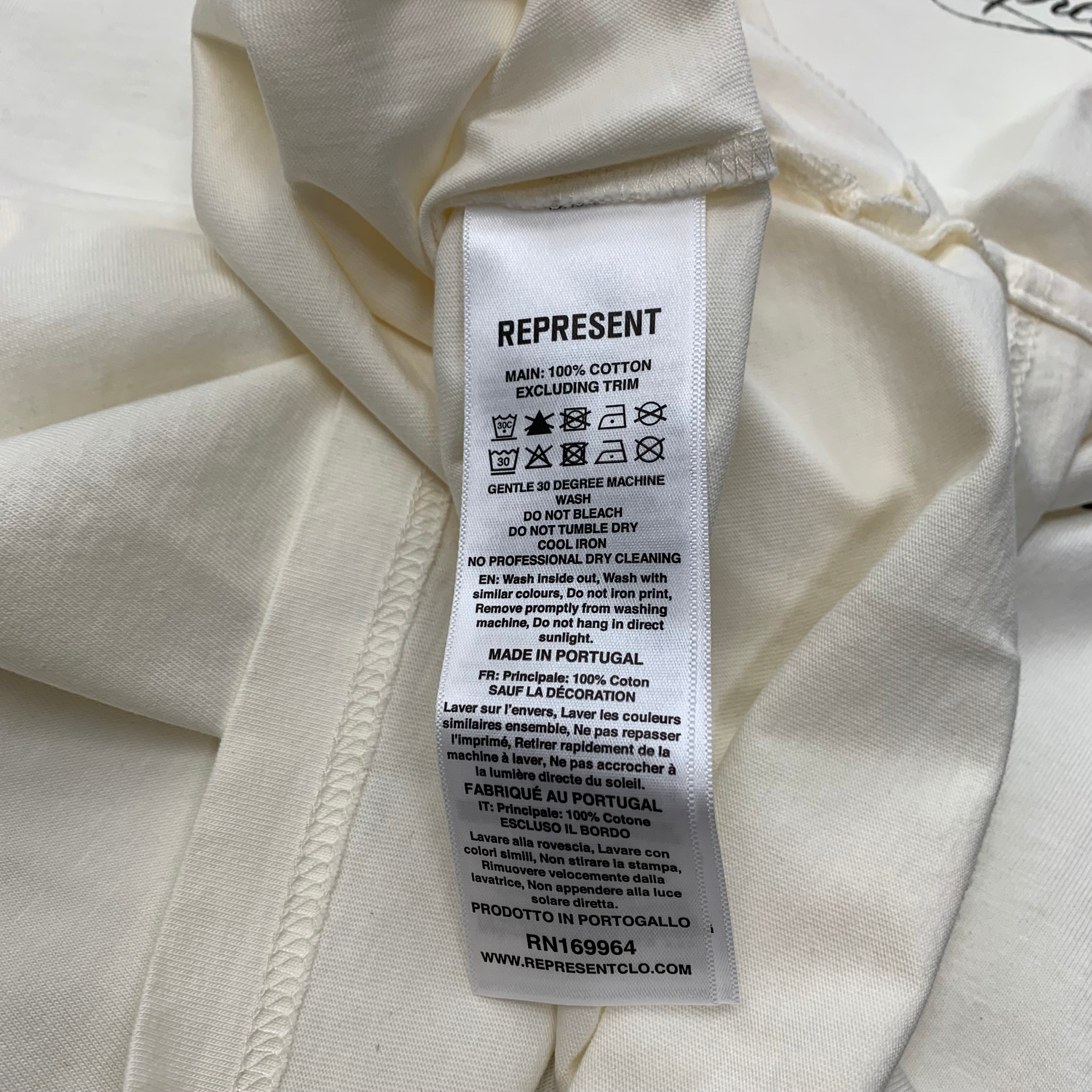Represent XS Tee Grand Vintage Hand Drawn Aged White T-Shirt