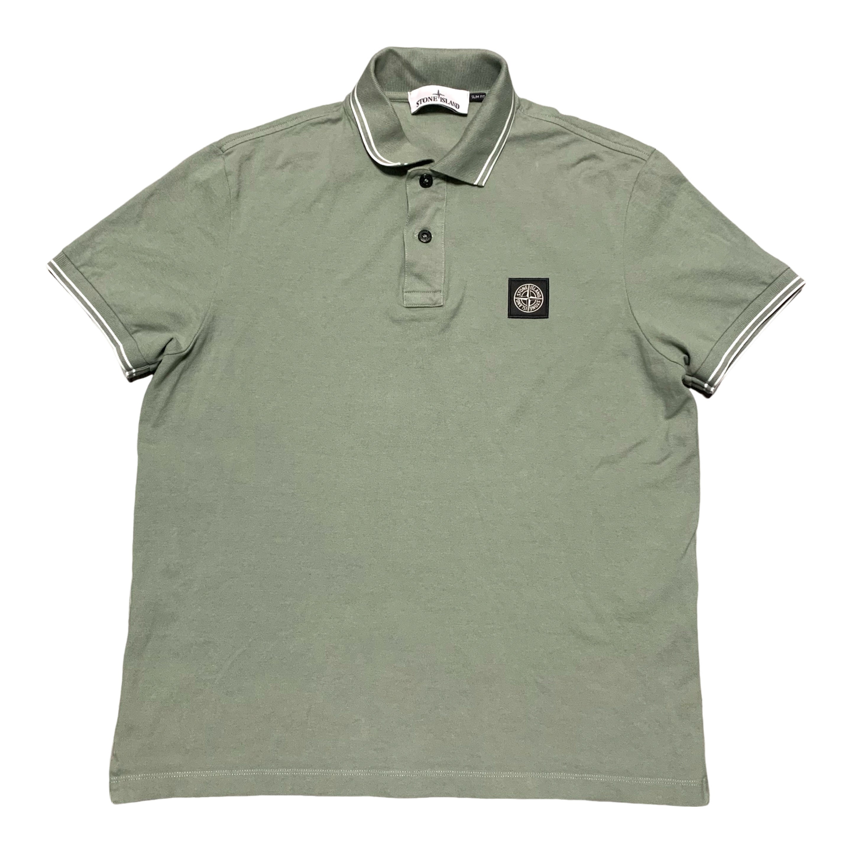 Stone Island Medium Polo Khaki Green Shirt Top Slim Fit 2023