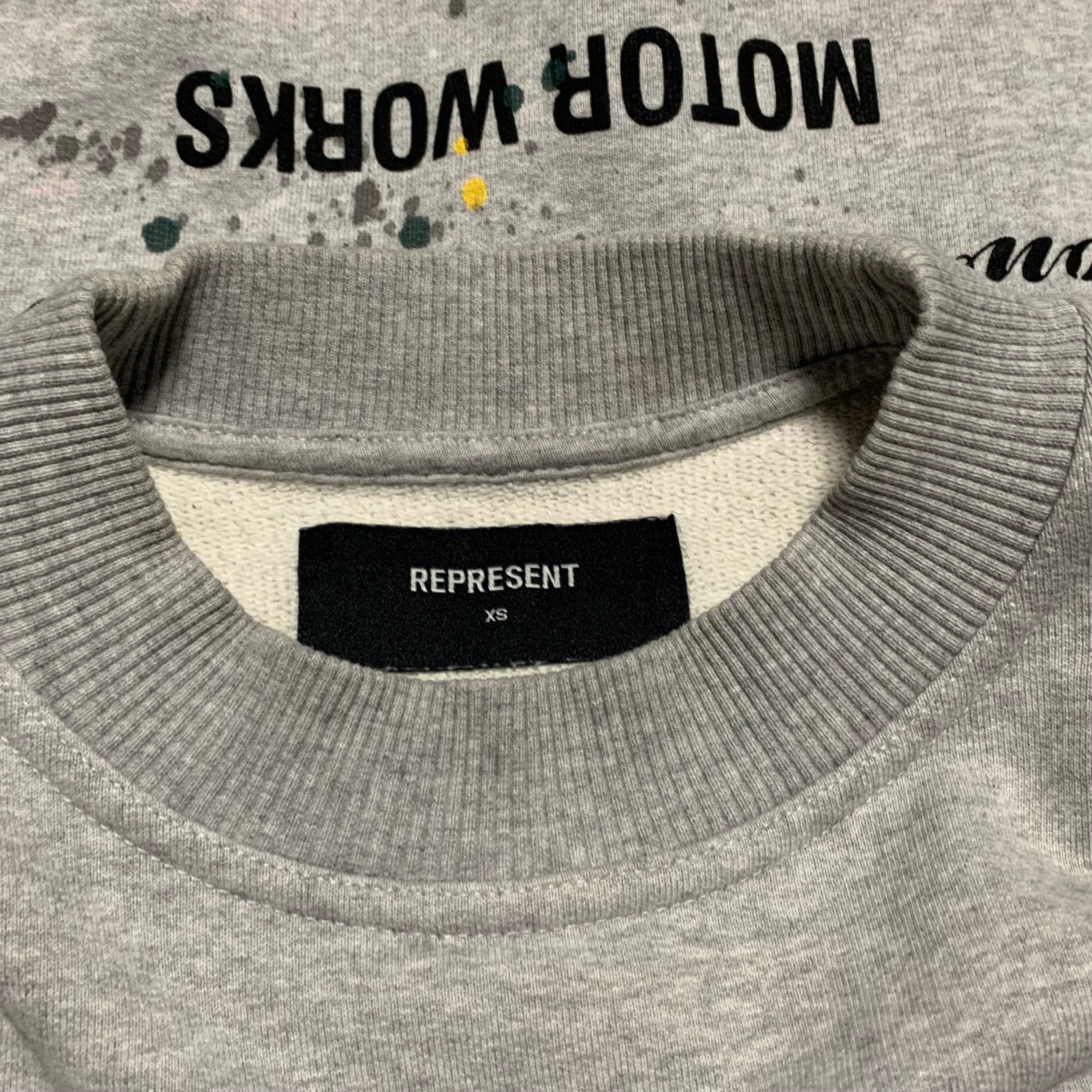 Represent XS Bespoke Commissions Grey Sweater Sweatshirt Crewneck Paint Splatter