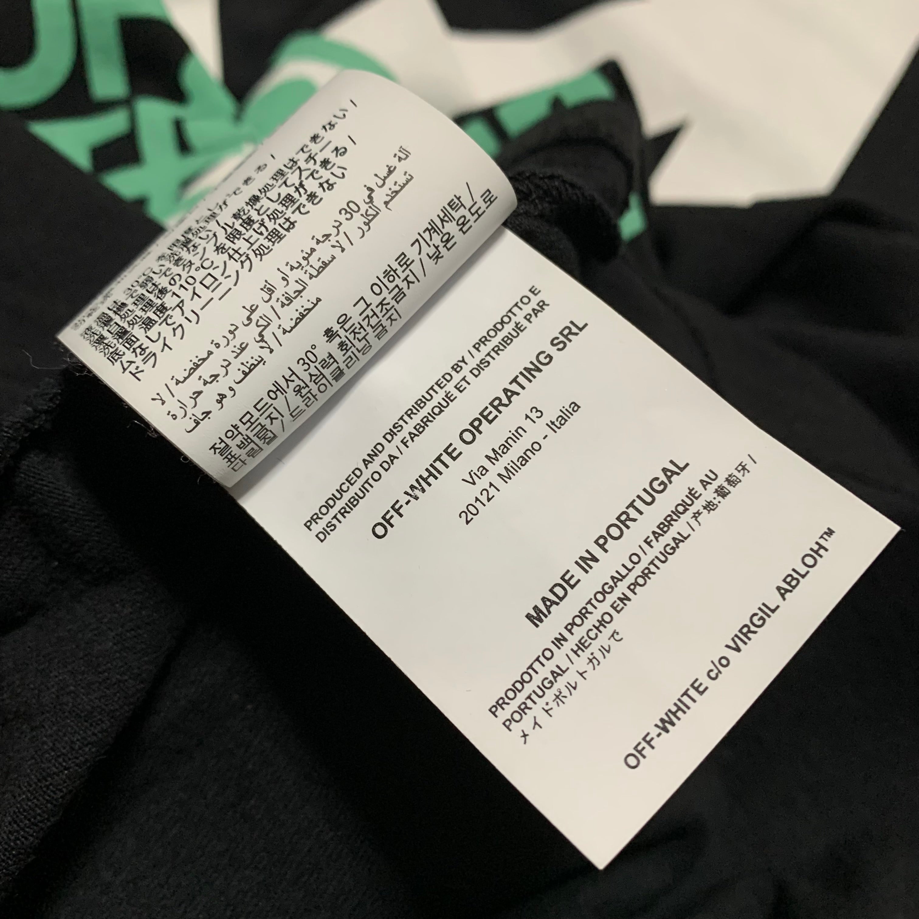 Off White XL Waterfall Arrows Black Tee Virgil Abloh