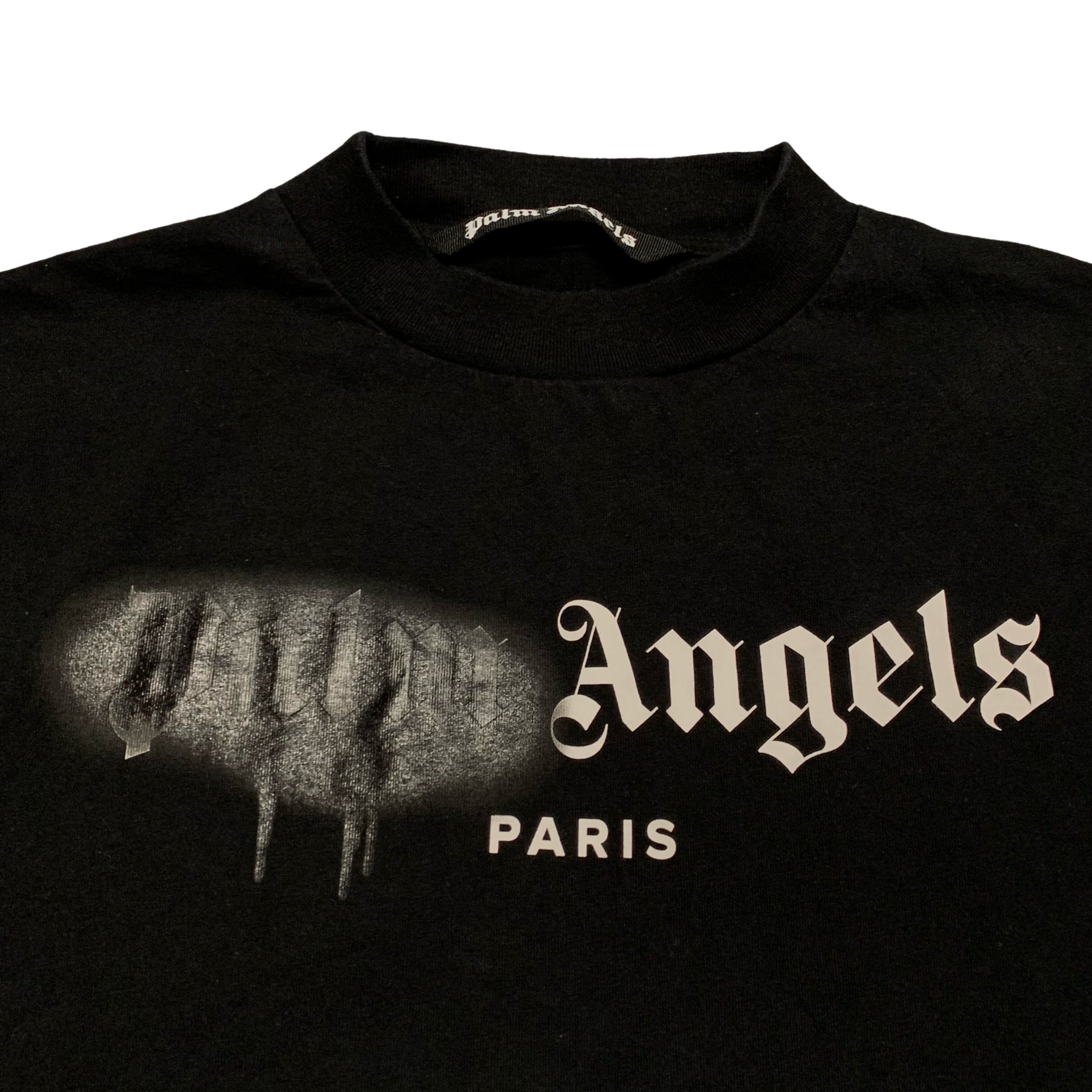 Palm Angels Small Tee Paris Sprayed Black T-Shirt