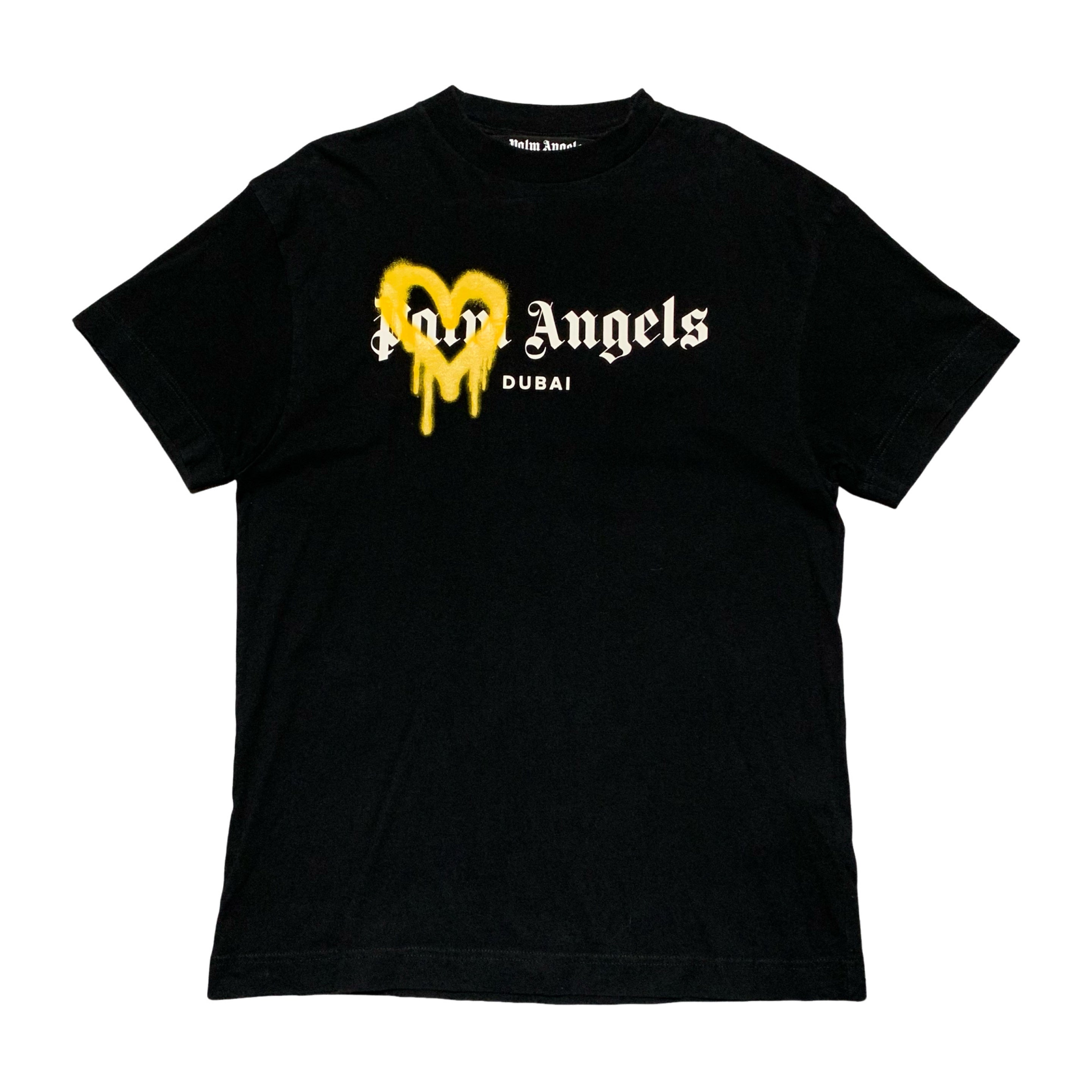 Palm Angels Small Dubai Sprayed Heart Black Tee