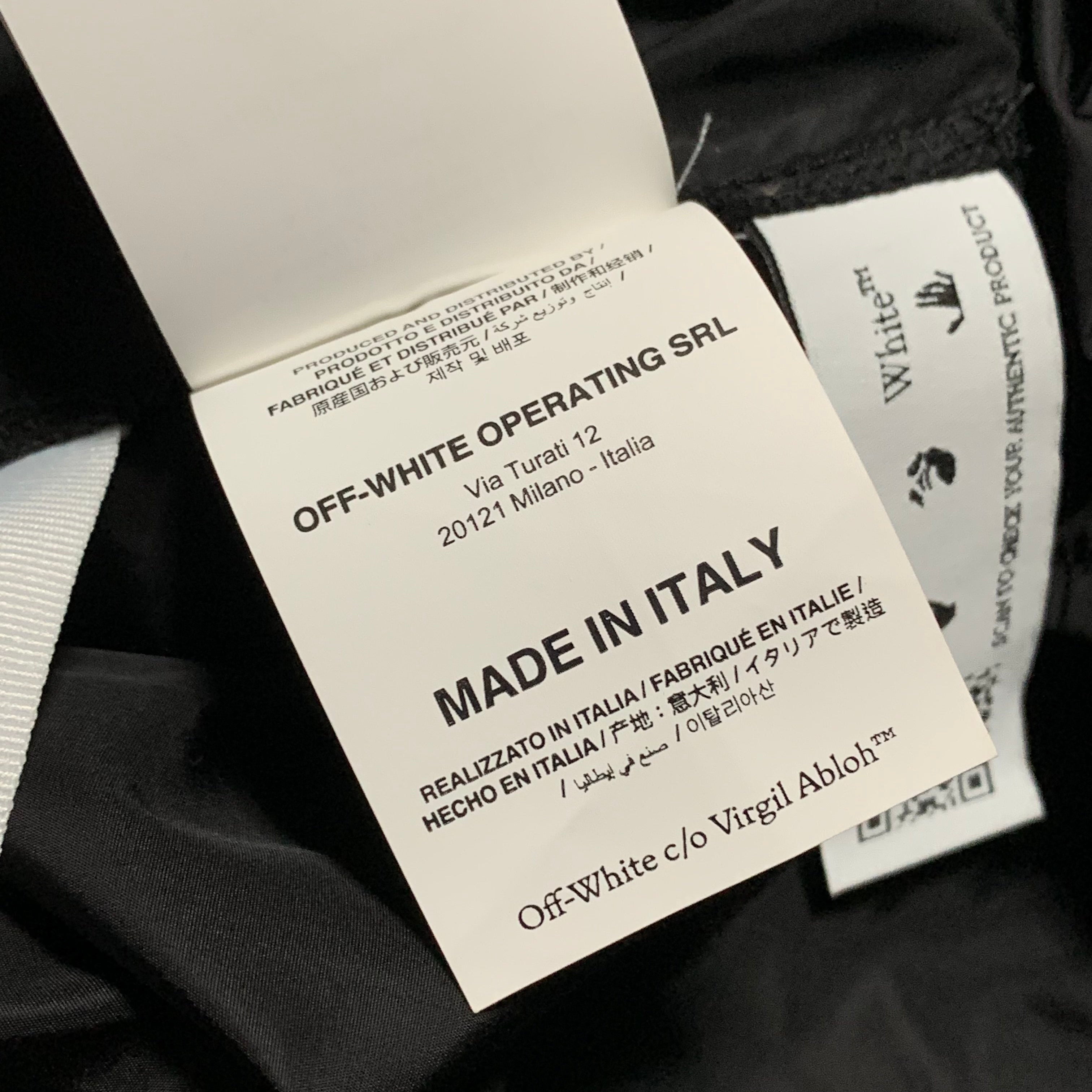 Off White Medium Track Pants Tape Black Nylon Black Bottoms Virgil Abloh