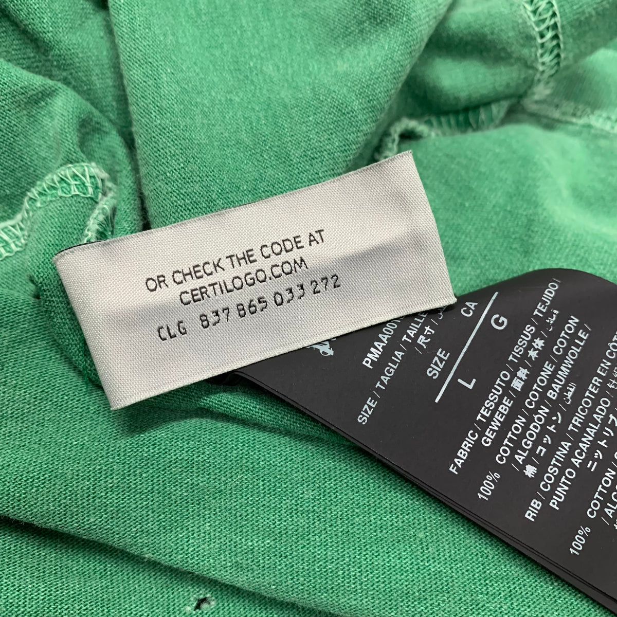 Palm Angels Large Tee Bear Green Distressed T-Shirt