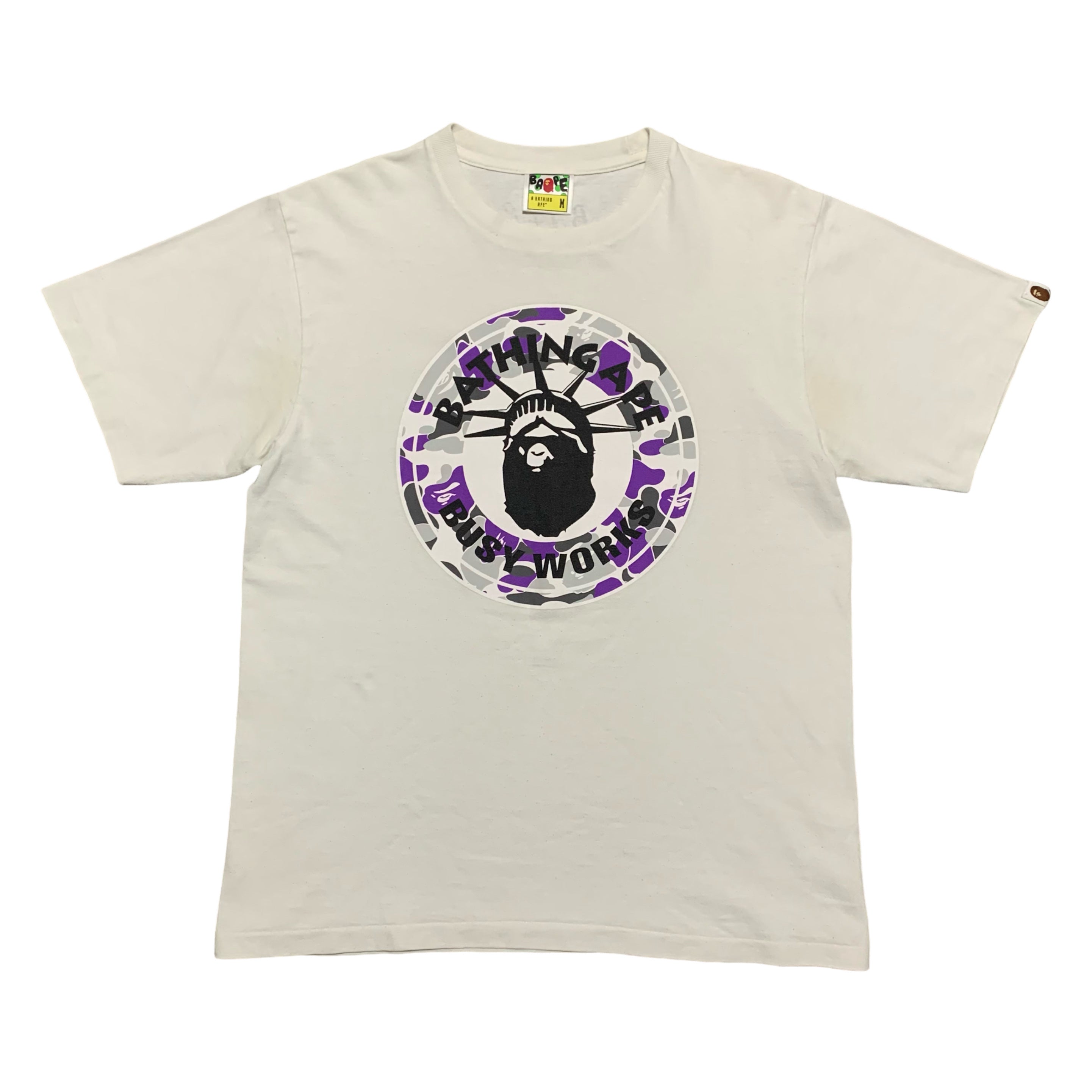 Bape Medium Busy Works New York Camo White Tee