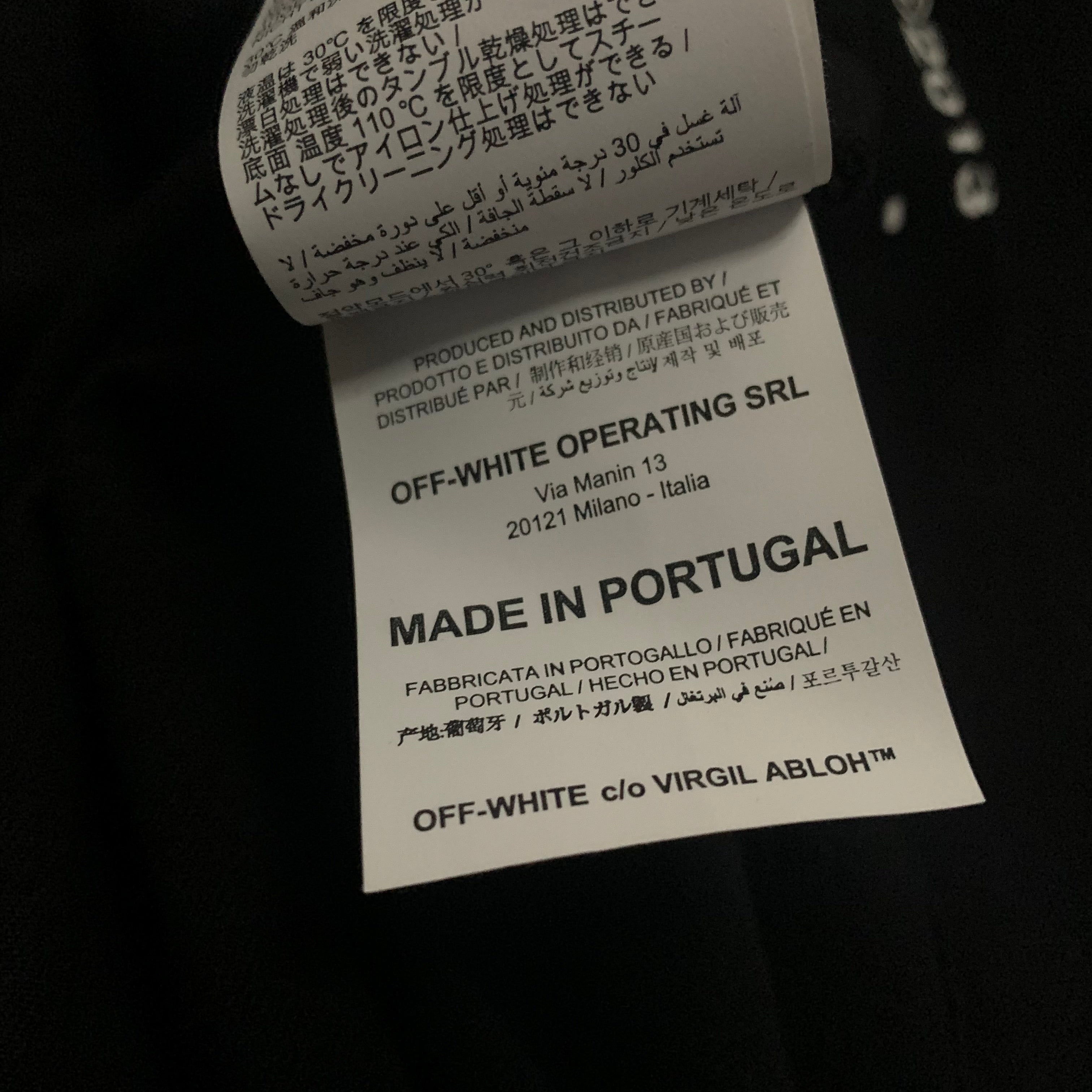 Off White Medium Ruined Factory Black Long Sleeve Tee Virgil Abloh Oversized (OMAB032F19185013)