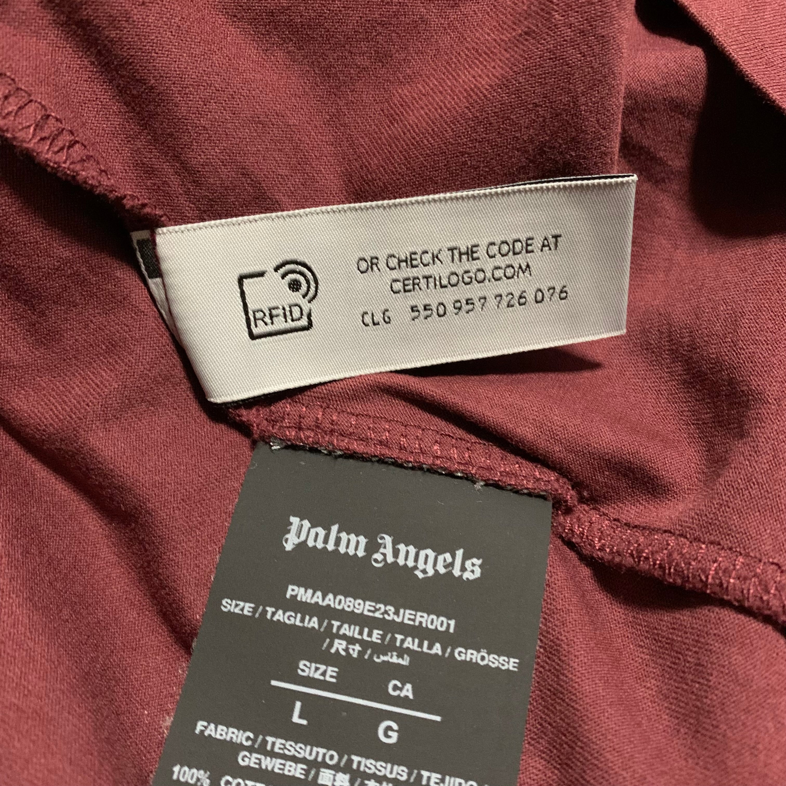 Plam Angels Large Monogram Burgundy Tee