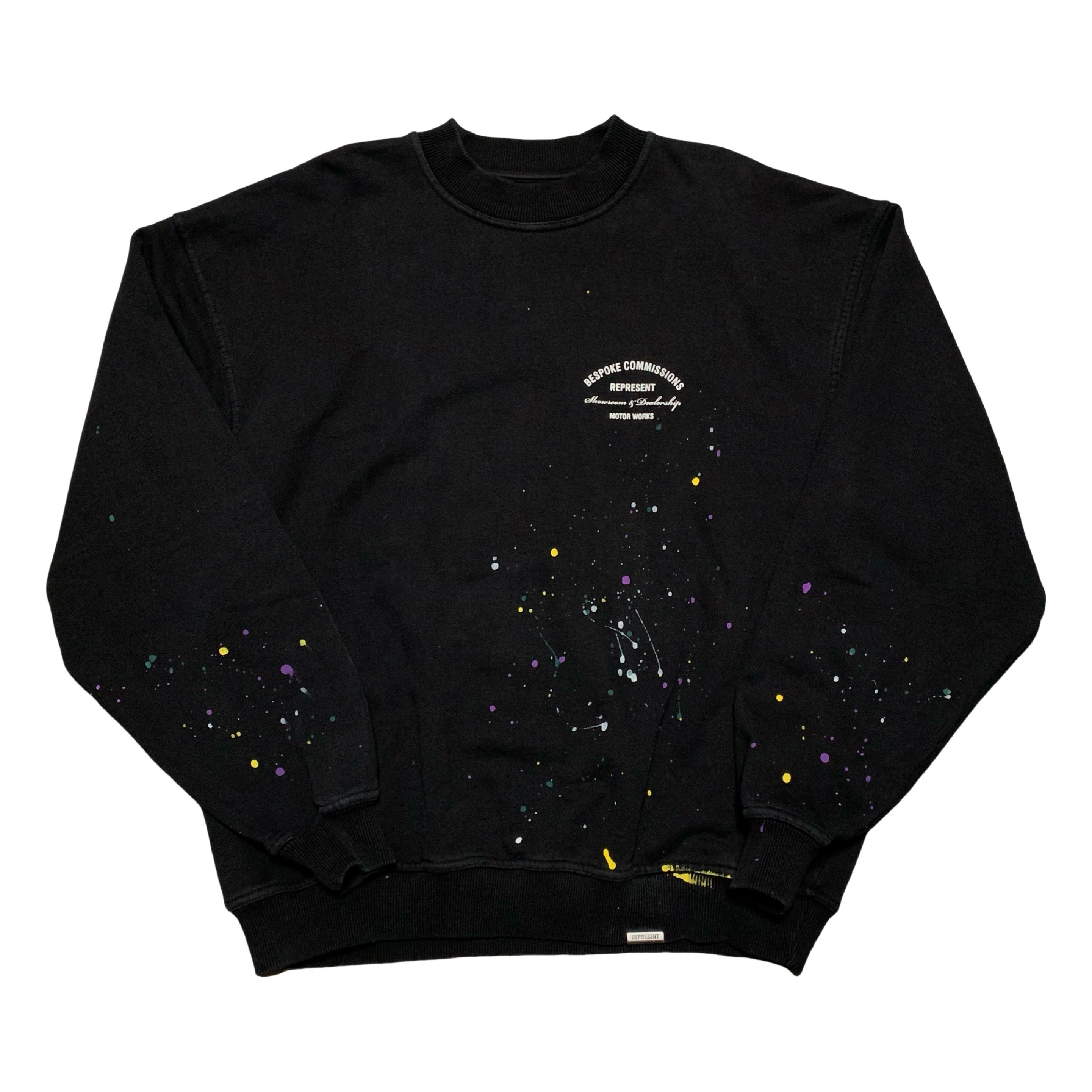Represent Medium Bespoke Commissions Jet Black Sweater Sweatshirt Paint Splatter