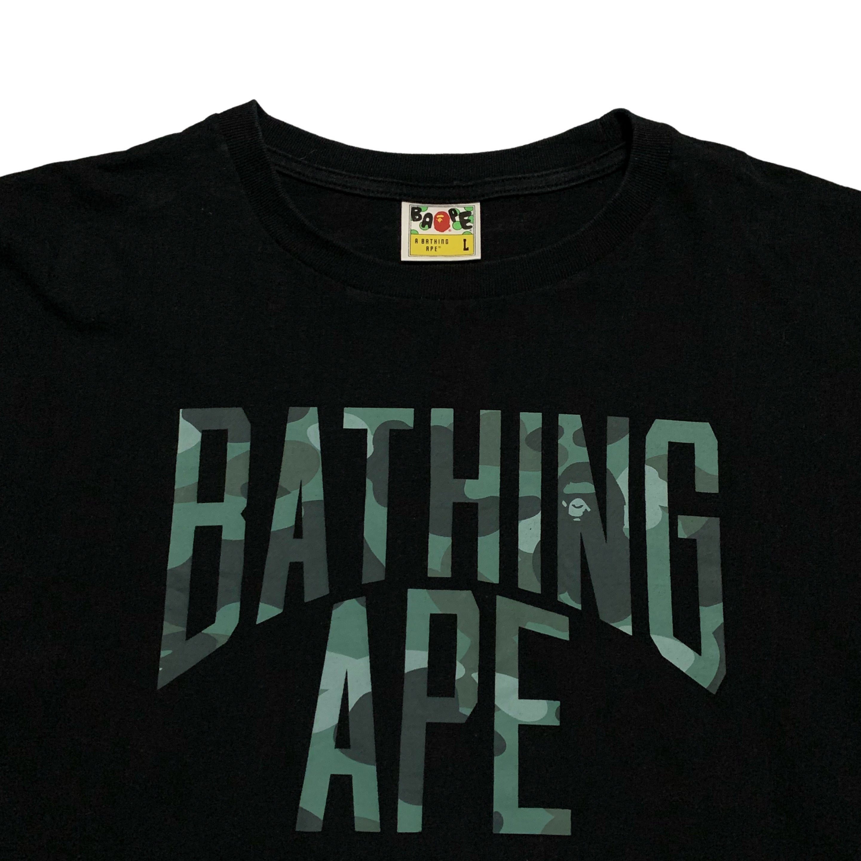 Bape Large Bathing Ape Blue Camo Black Tee