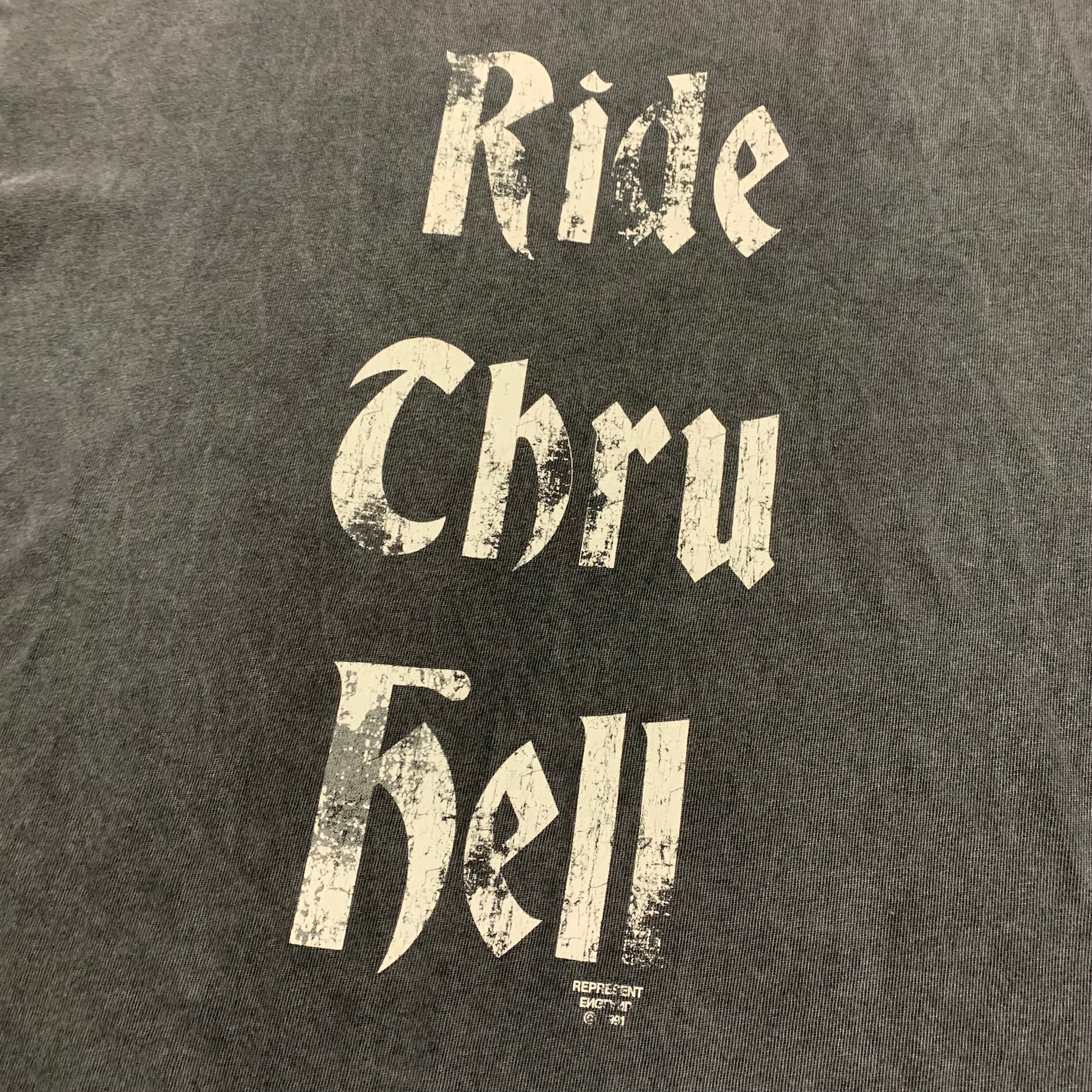 Represent Medium Ride Thru Hell Vintage Grey Tee 'Motor Spirit'