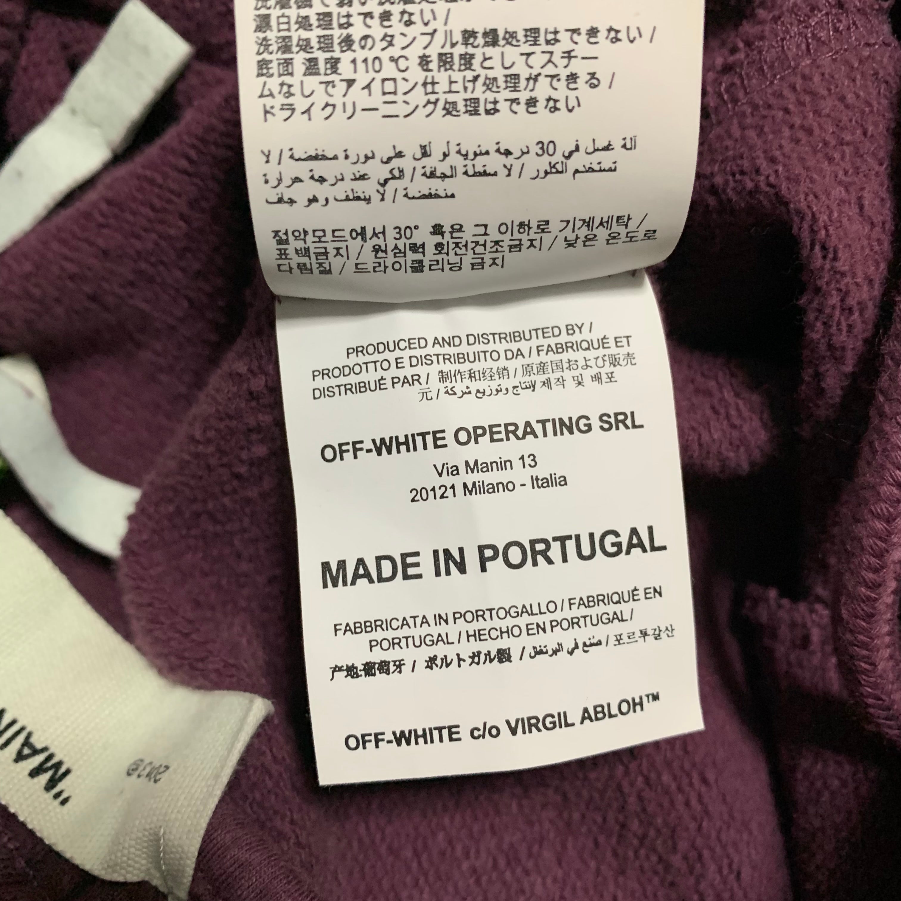Off White XS Tape Diag Joggers Bottoms Burgundy Virgil Abloh