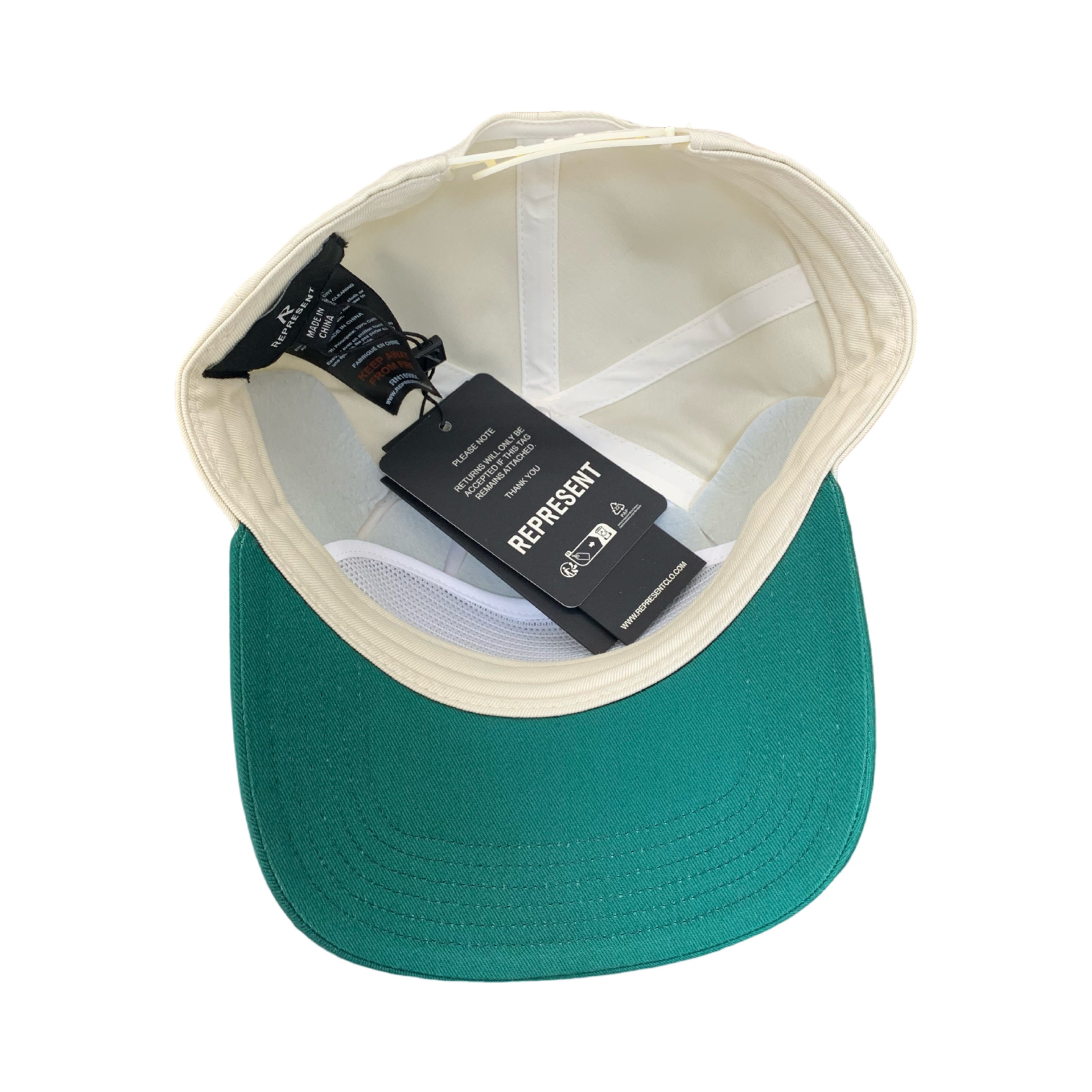 Represent Cap Raceway Antique White Forest Green Cap