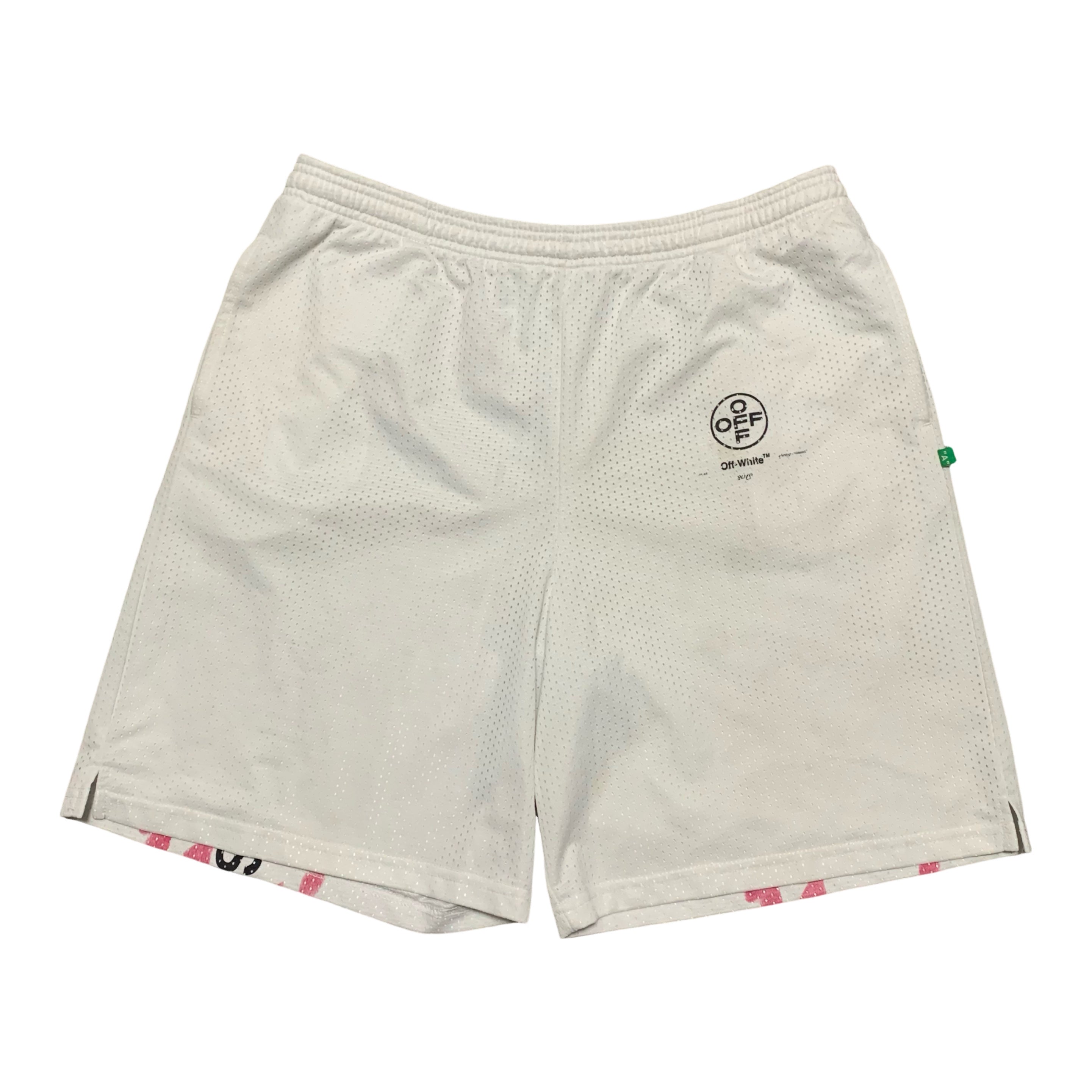 Off White XL Shorts Impressionism Mesh White Shorts Virgil Abloh (OMCI005R19101015)
