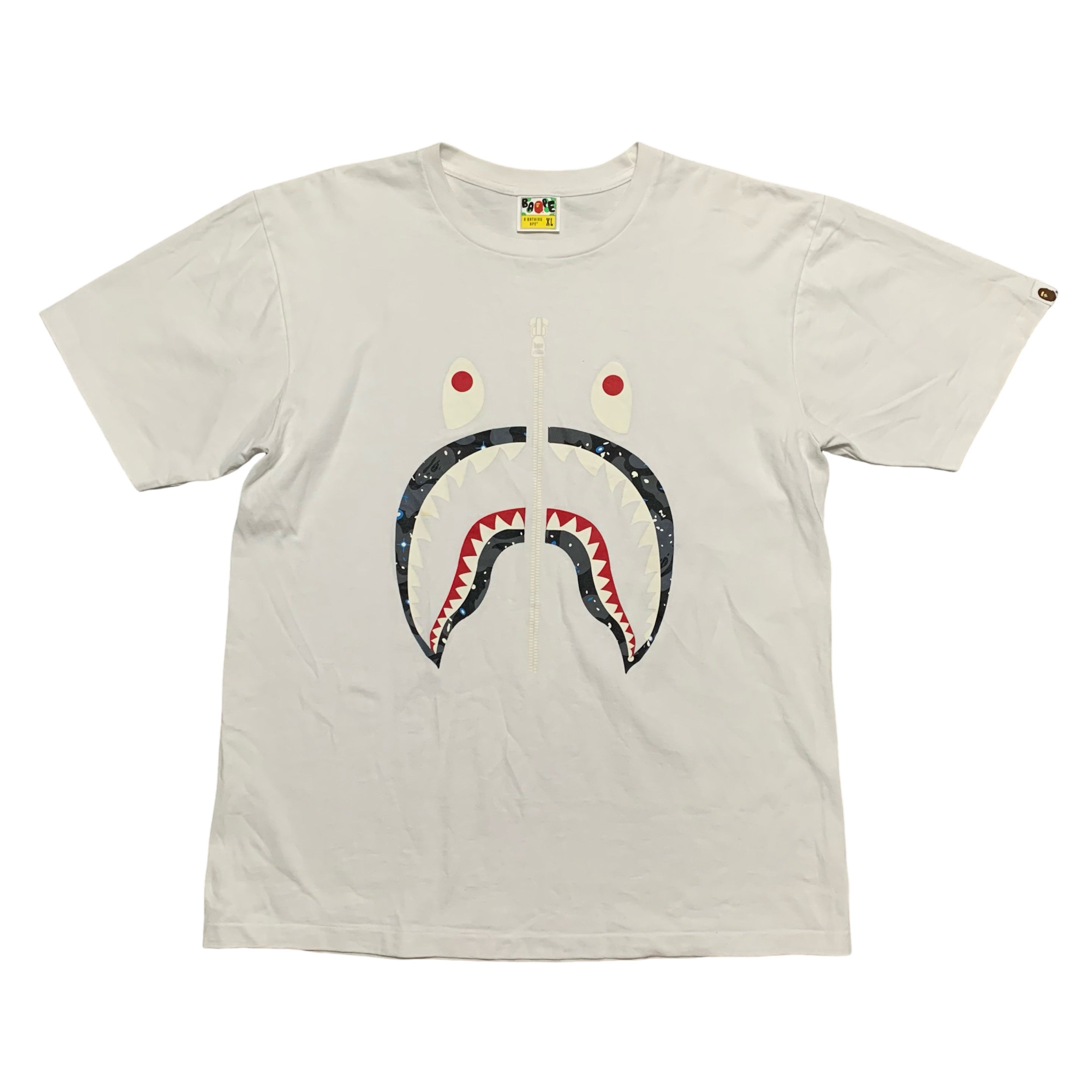 Bape XL Shark Space Camo White Tee A Bathing Ape