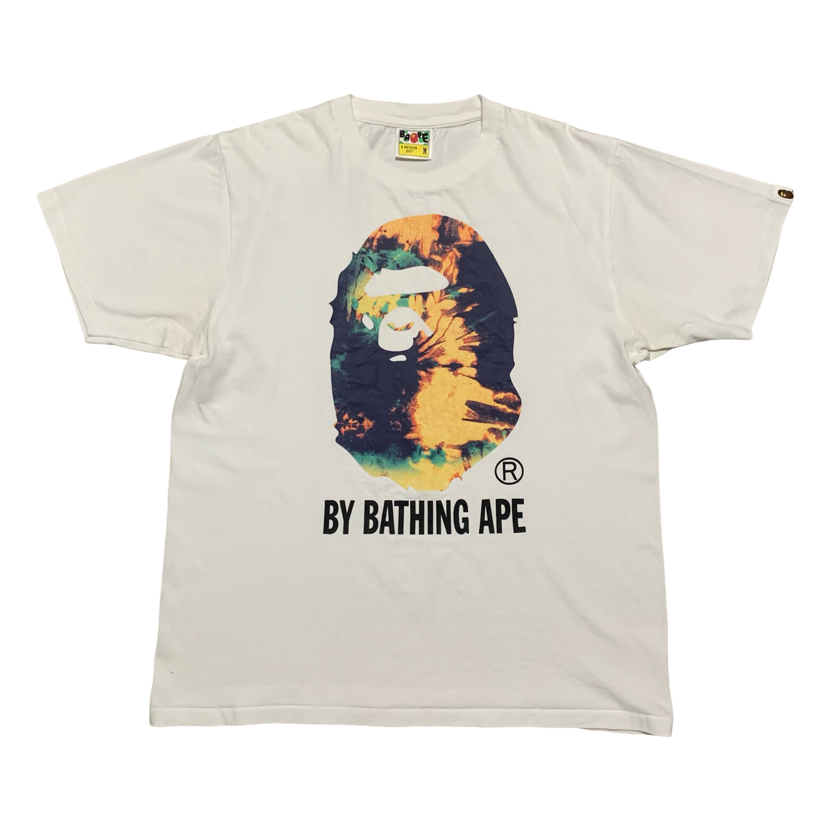 Bape Medium Big Ape Head Tie Dye White Tee