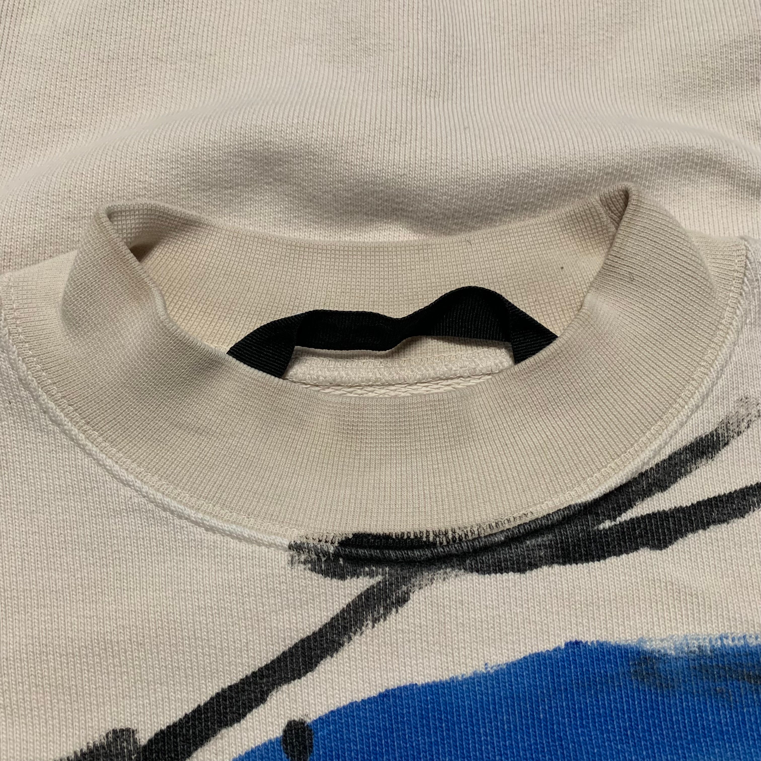 Palm Angels Small Brush Strokes Sweatshirt Crewneck White Beige Oversized Fit