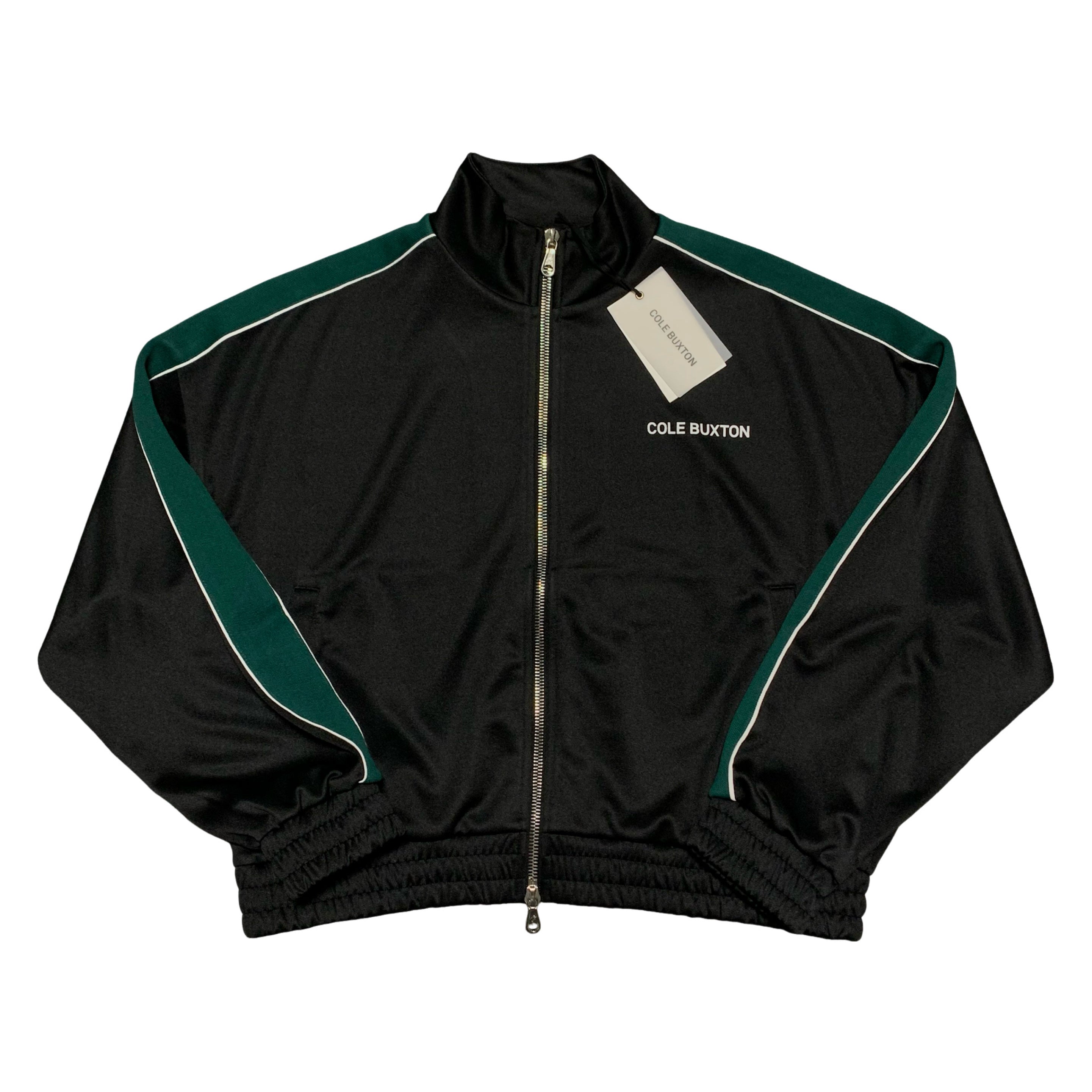 Cole Buxton Small Track Jacket Black Green Contrast Tape