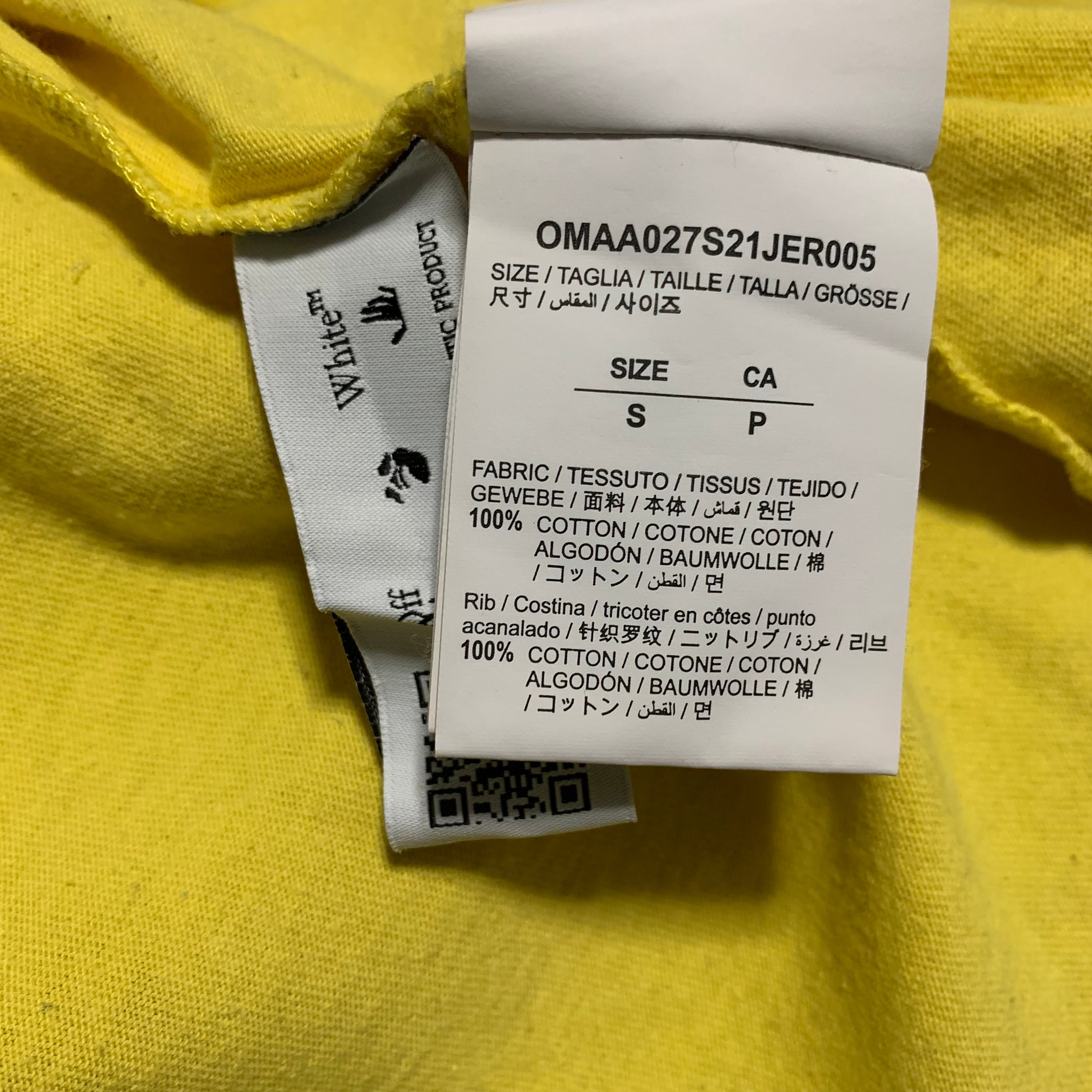 Off White Small Sprayed Marker Graffiti Yellow Tee Virgil Abloh