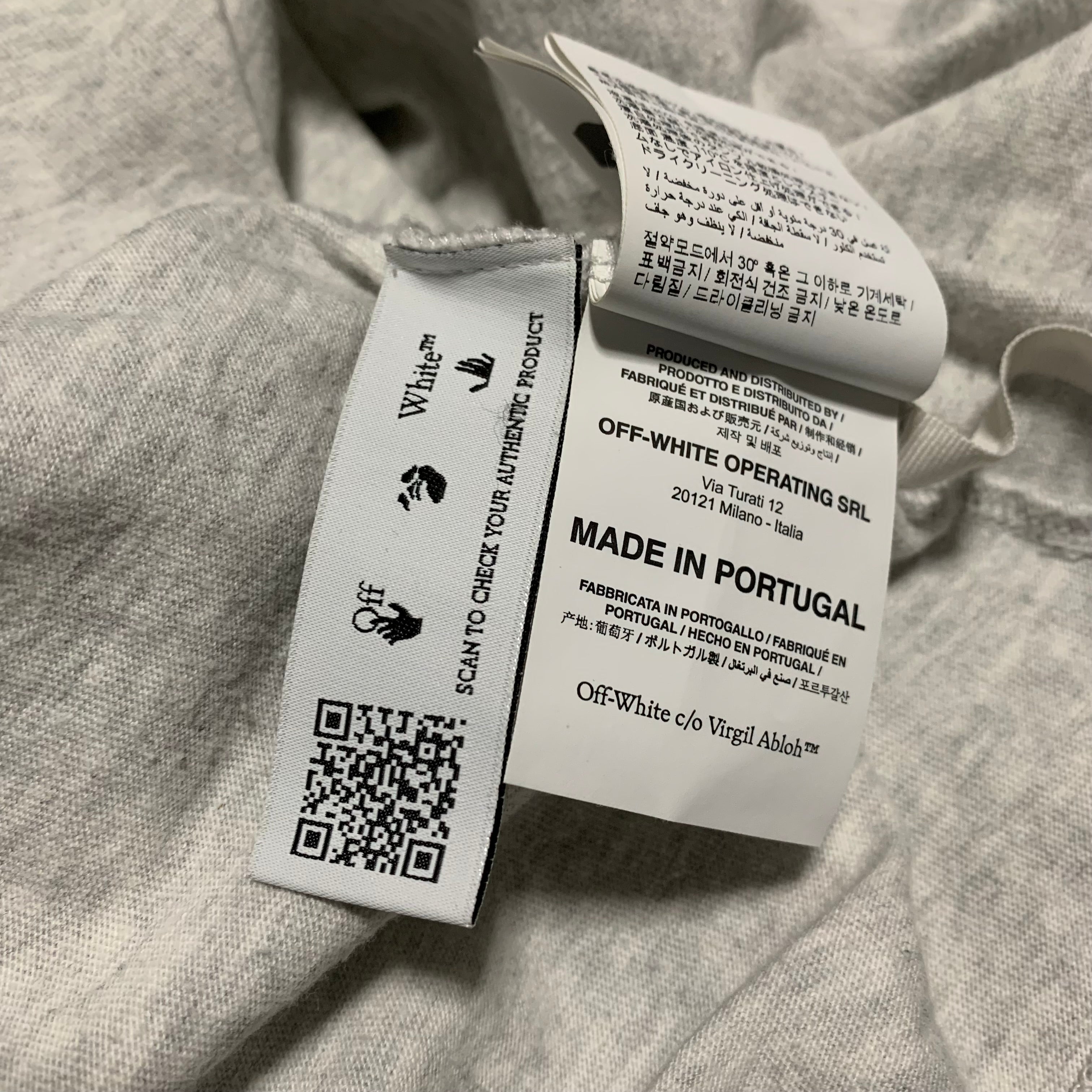 Off White Medium Hand Logo Grey Tee Virgil Abloh