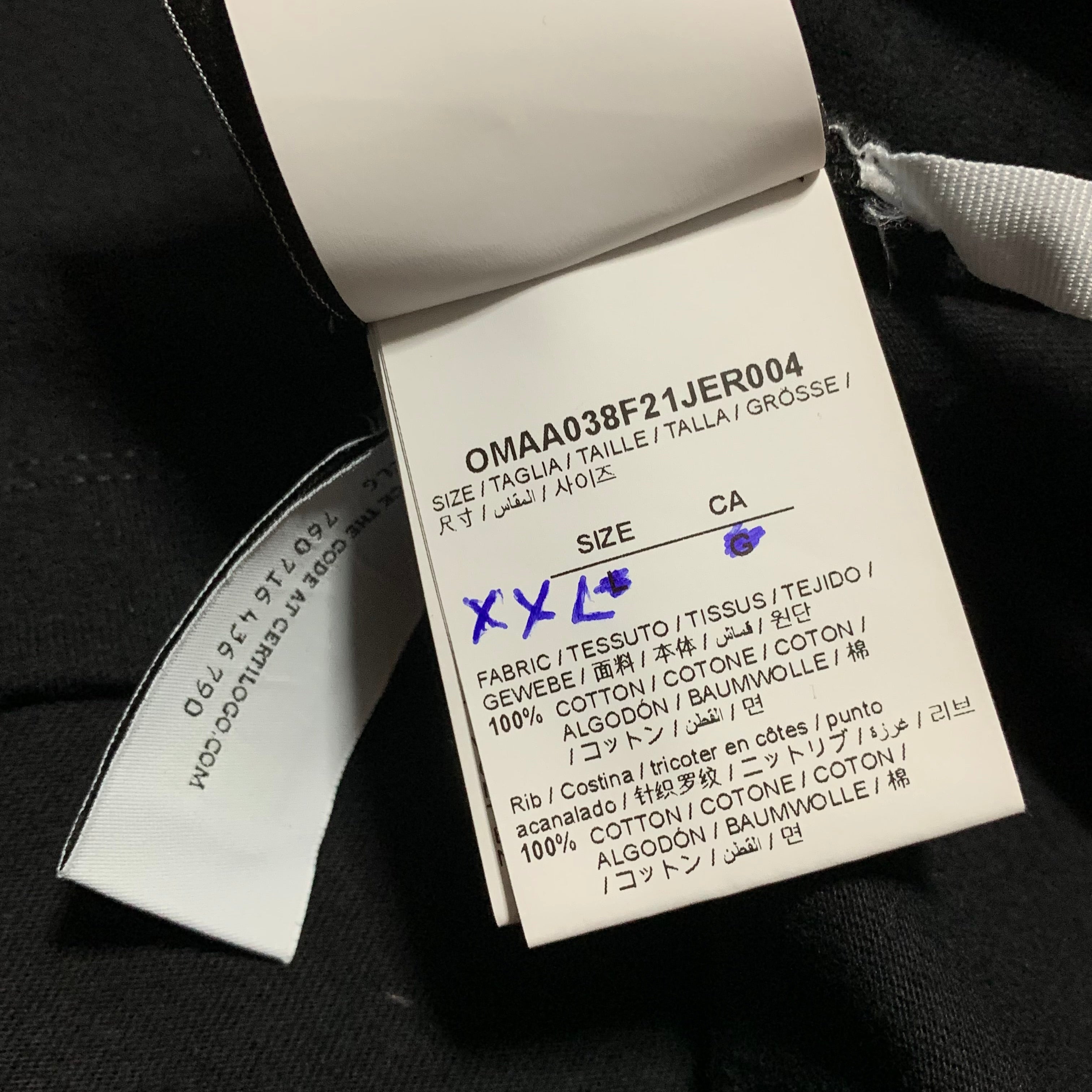 Off White XXL Arrow On Canvas Black Tee Virgil Abloh