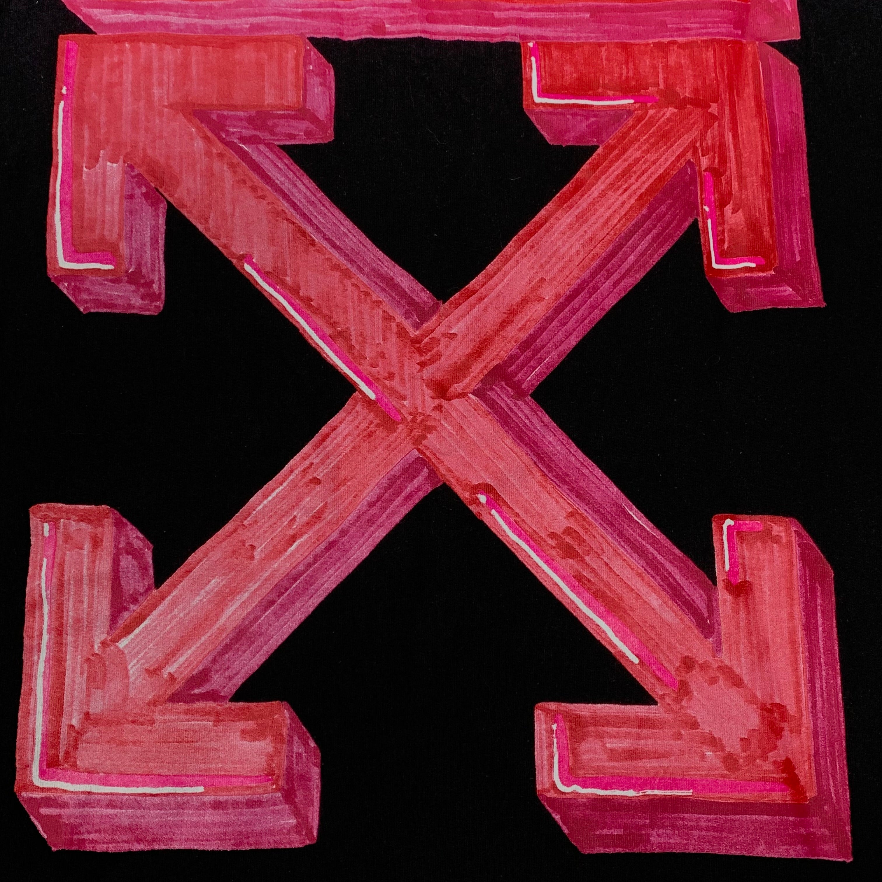 Off White XS Tee Pink Marker Arrows Black T-Shirt Virgil Abloh