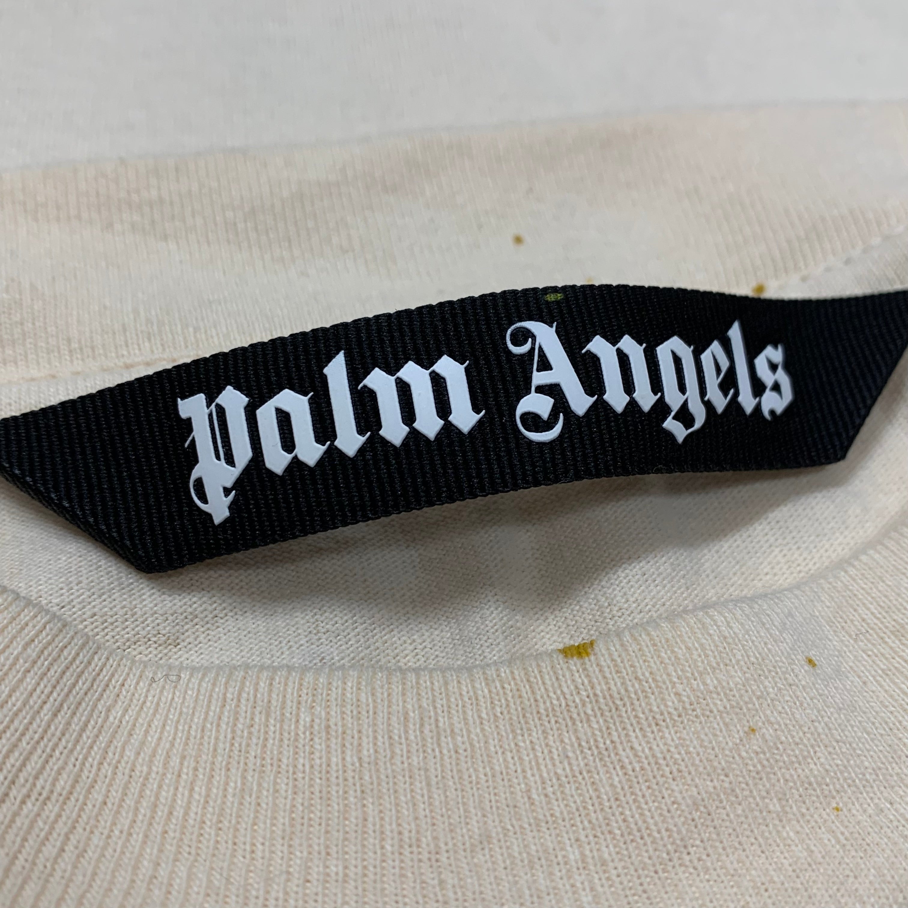 Palm Angels Medium Tee Palm Tree Painted White Beige T-Shirt 2022