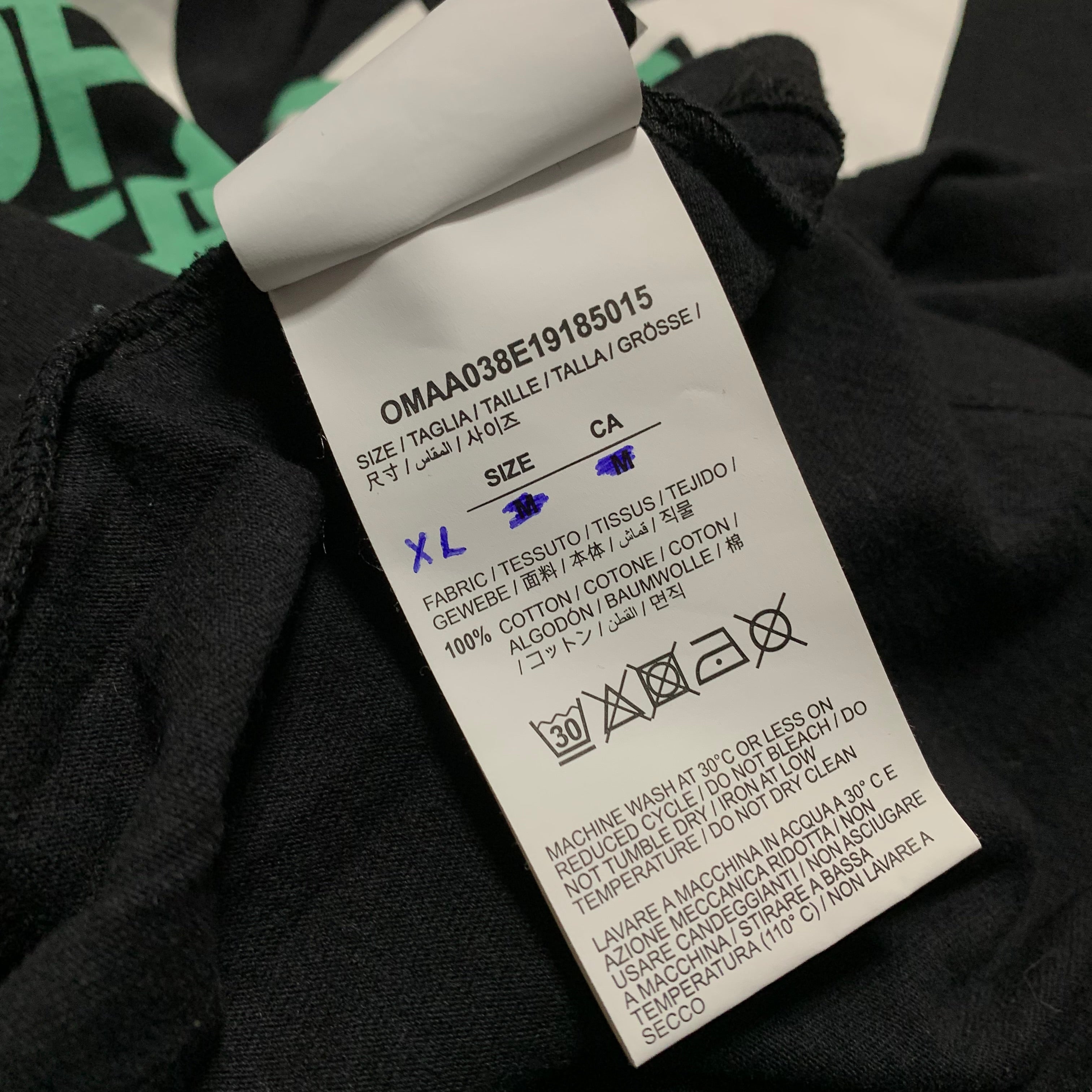 Off White XL Waterfall Arrows Black Tee Virgil Abloh