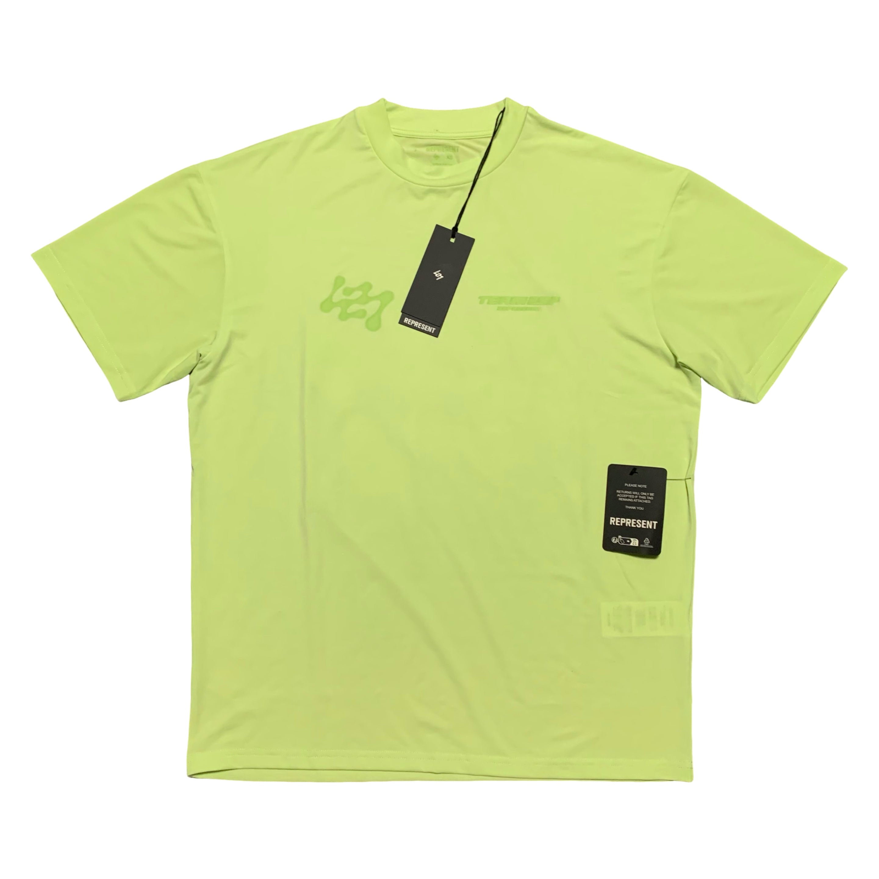 Represent XS 247 Oversized Tee Shadow Lime Green Gym Top