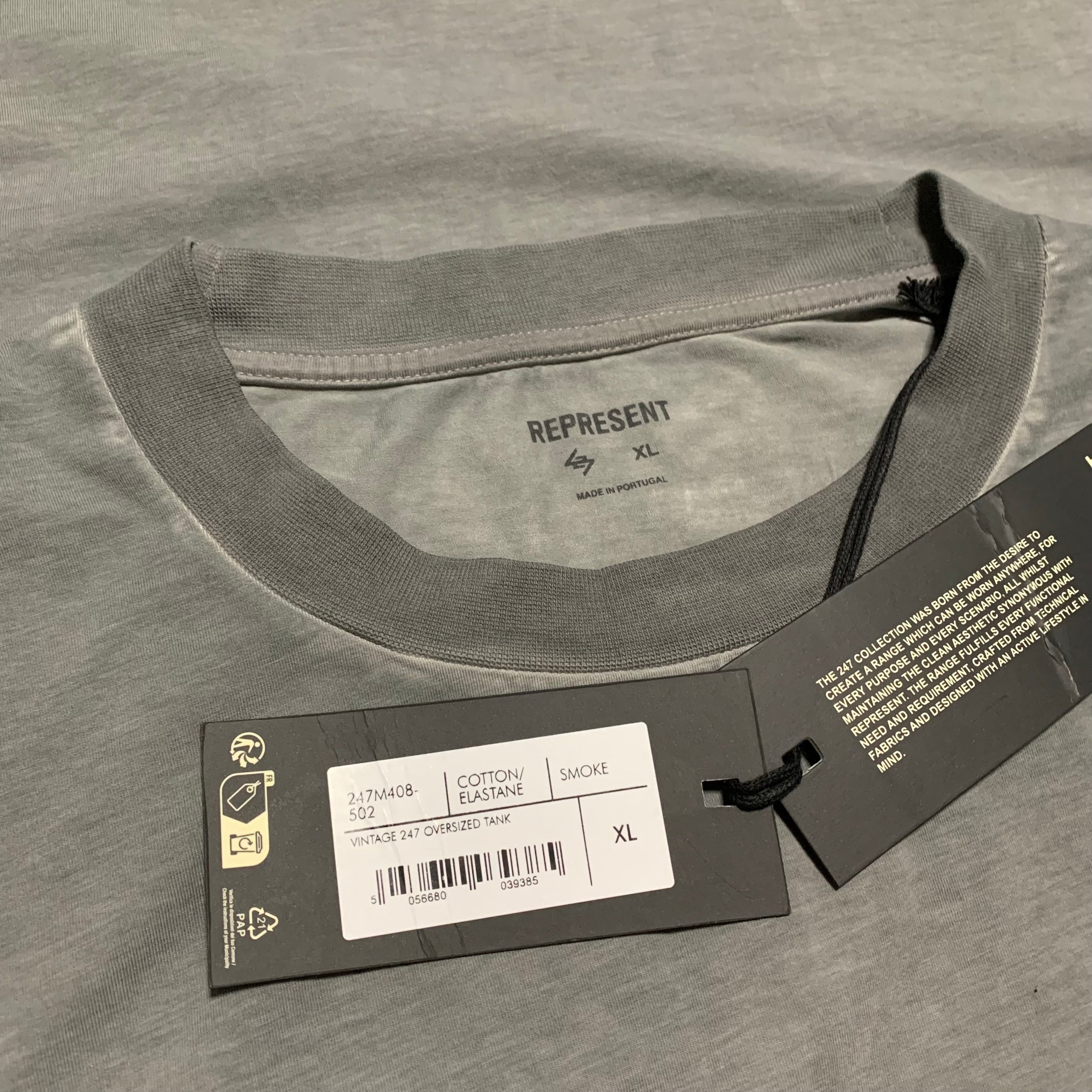 Represent XL Vintage 247 Tank Smoke Grey Oversized Top